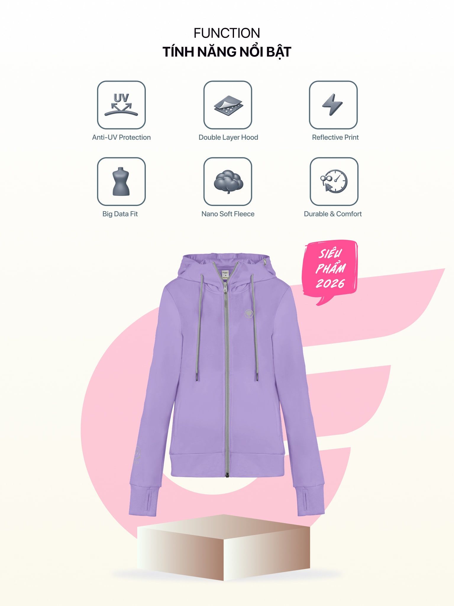 ÁO KHOÁC COTTON NỮ CHỐNG NẮNG 99,95% - HOODIE WINGS