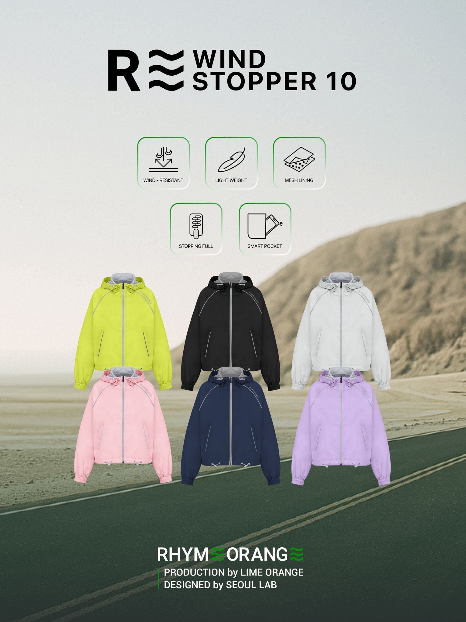 Áo Khoác Dù Nữ Dáng Lửng Chống Nắng Trượt Nước Windstopper 10 LIMEORANGE