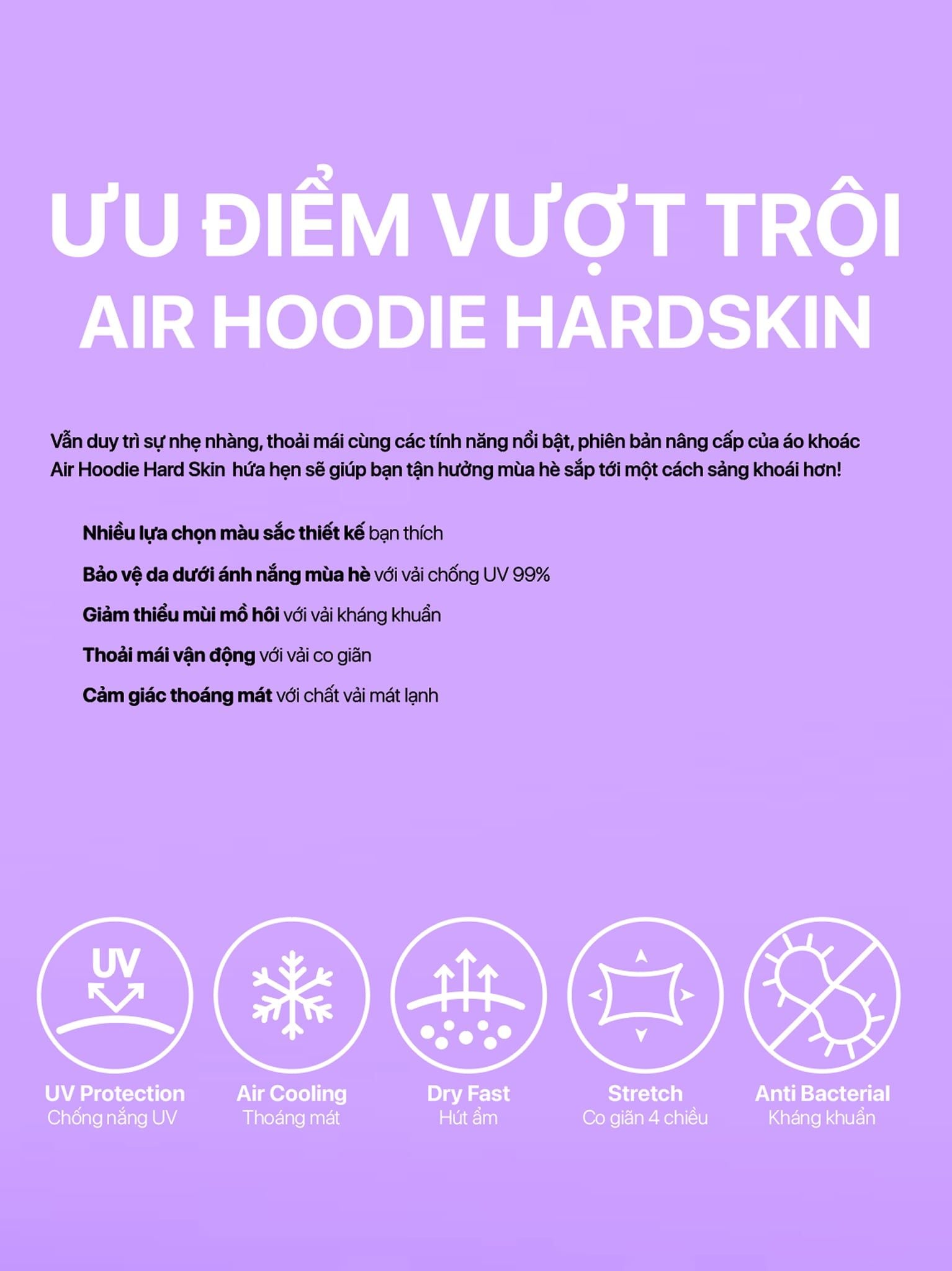 Áo khoác nữ chống nắng chống tia UV siêu nhẹ vải co giãn kháng khuẩn Air Hoodie Hardskin 3