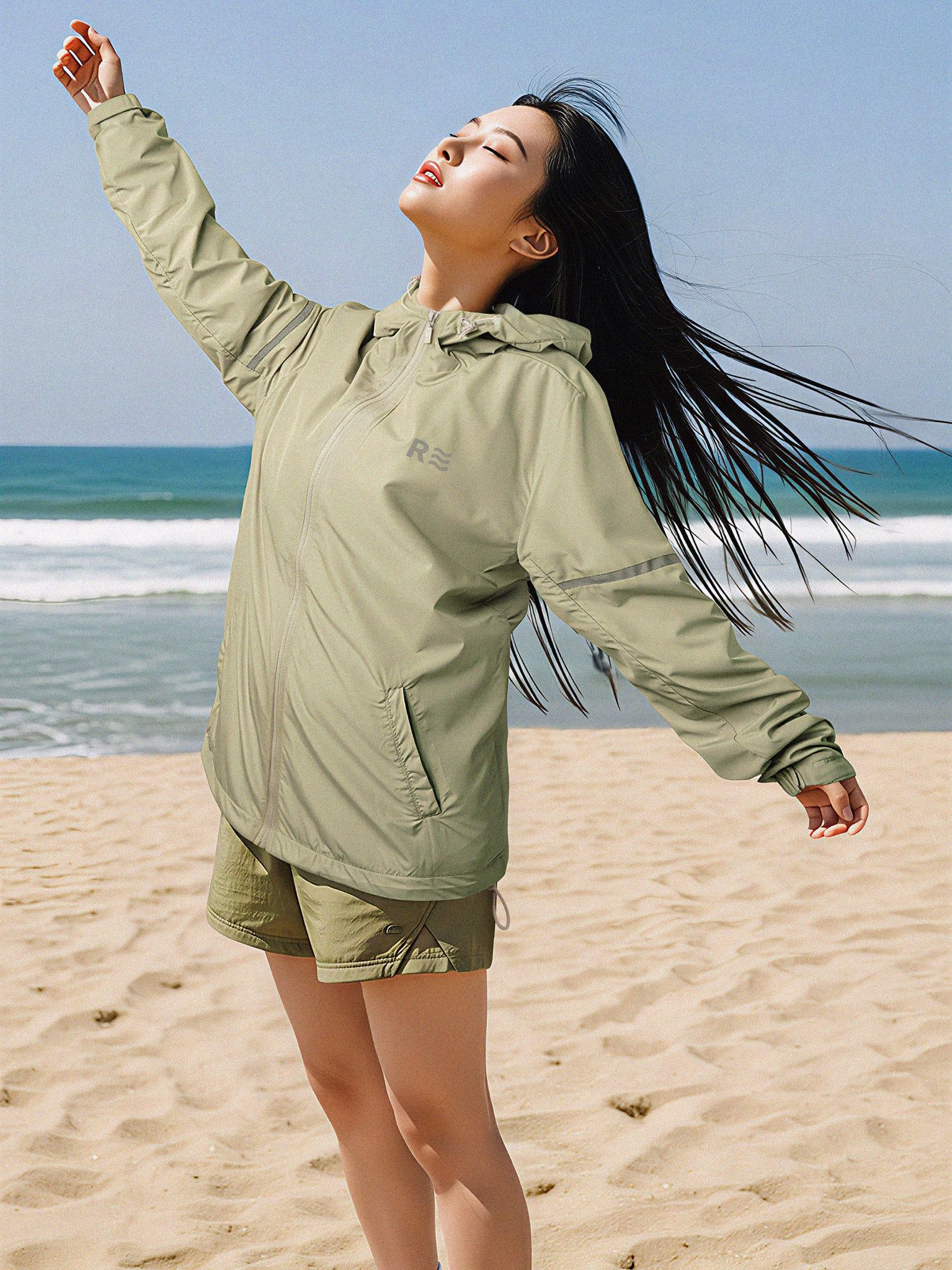 Áo khoác dù phản quang - Windstopper 8 for Women - Xanh Lá Nhạt