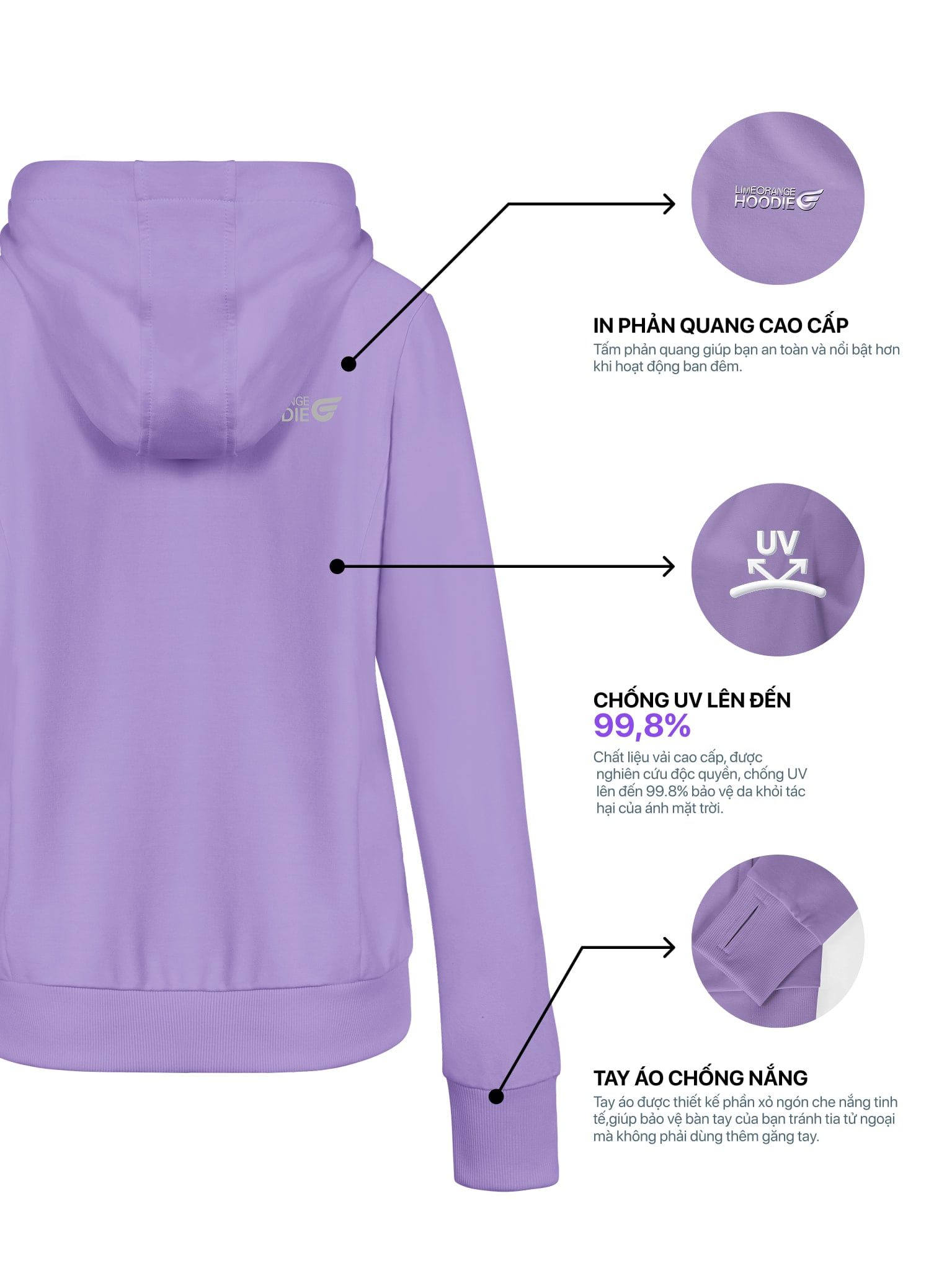 ÁO KHOÁC COTTON NỮ CHỐNG NẮNG 99,95% - HOODIE WINGS