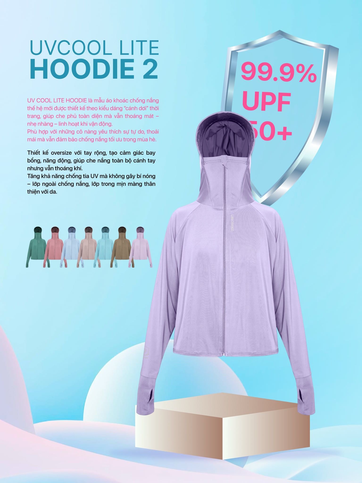 Áo Khoác Nữ Cánh Dơi UV Cool Lite Hoodie 2 Thun Lạnh Chống Tia UV LIMEORANGE
