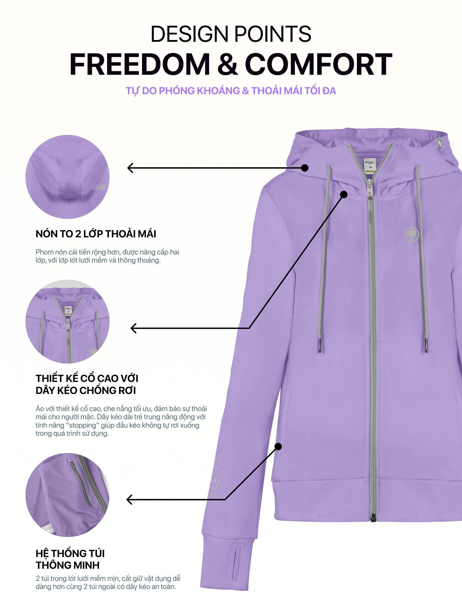 ÁO KHOÁC COTTON NỮ CHỐNG NẮNG 99,95% - HOODIE WINGS