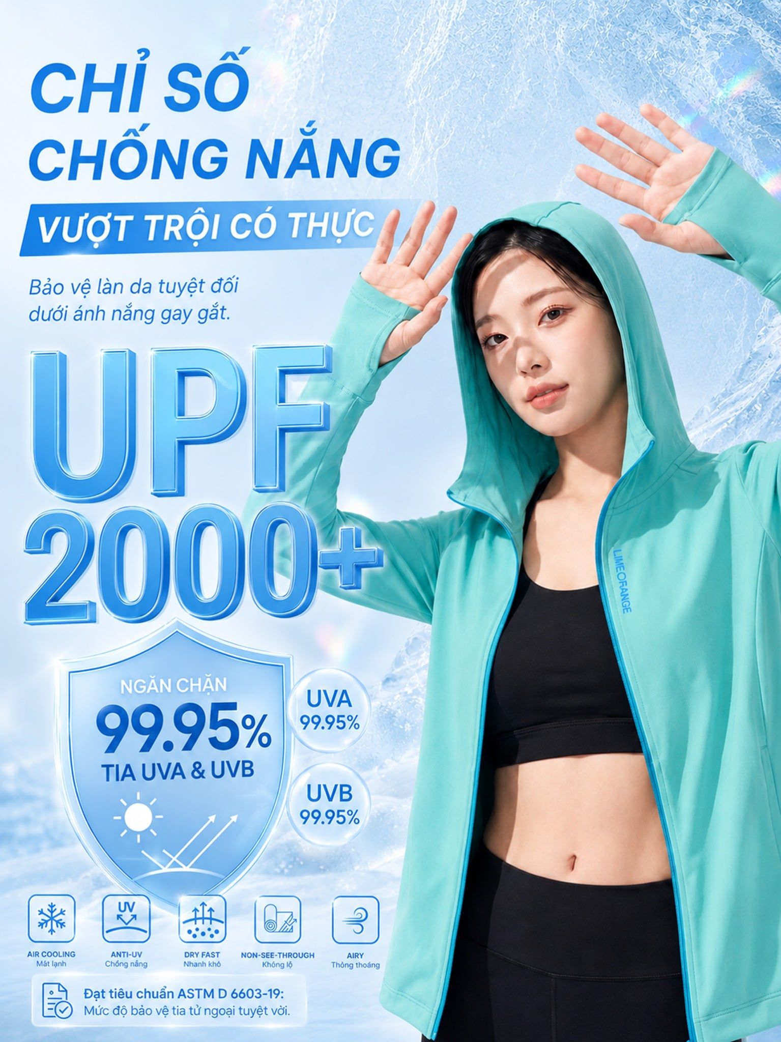 Áo Khoác Nữ Vải Co Giãn Chống Nắng, Chống Tia UV Aerocool Hoodie LIMEORANGE