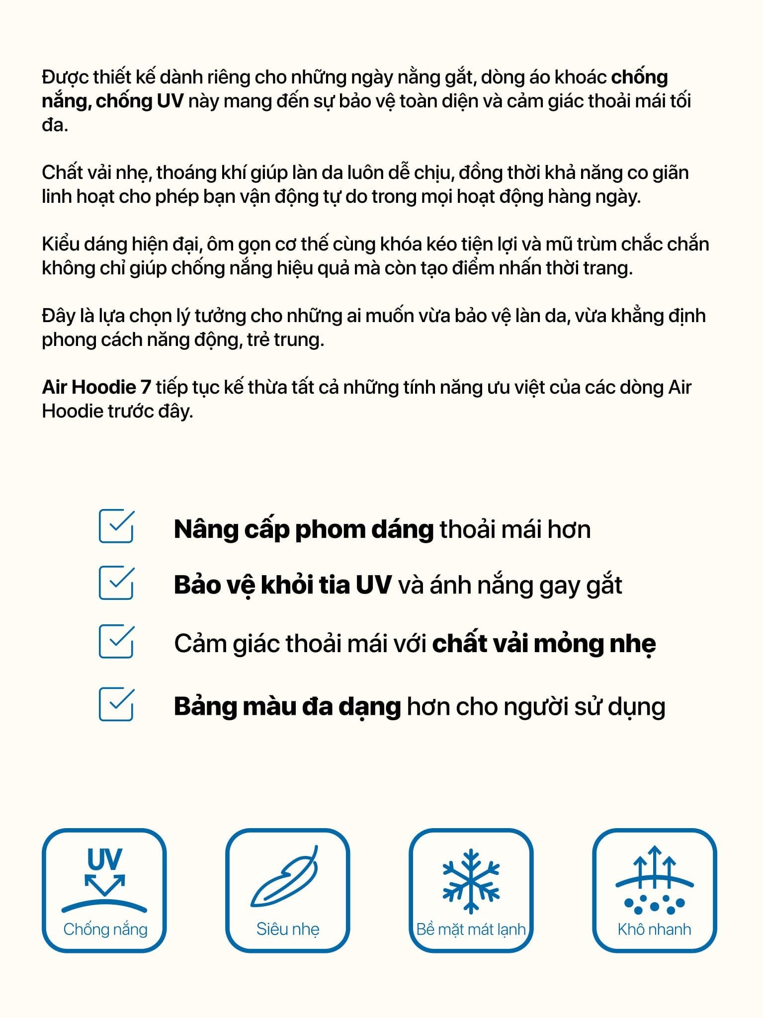 Áo khoác siêu nhẹ chặn tia UV - AIR HOODIE 7