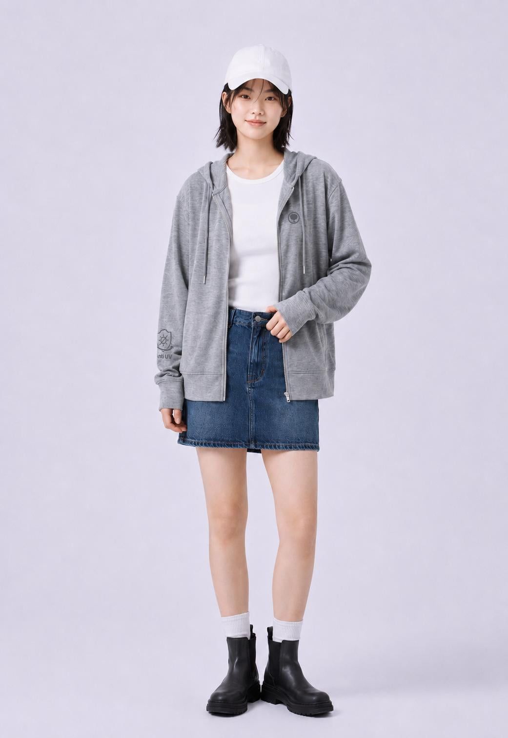 Áo Khoác Cotton Unisex form rộng BASIC STORY HOODIE - Xám Melan nhạt