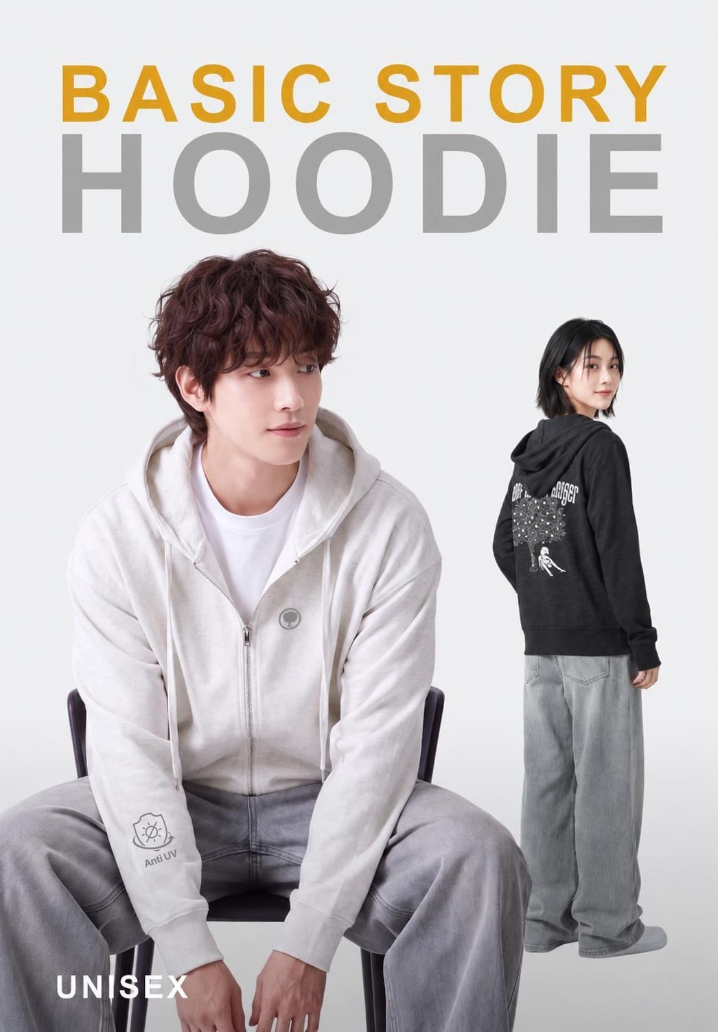 Áo Khoác Cotton Unisex form rộng BASIC STORY HOODIE