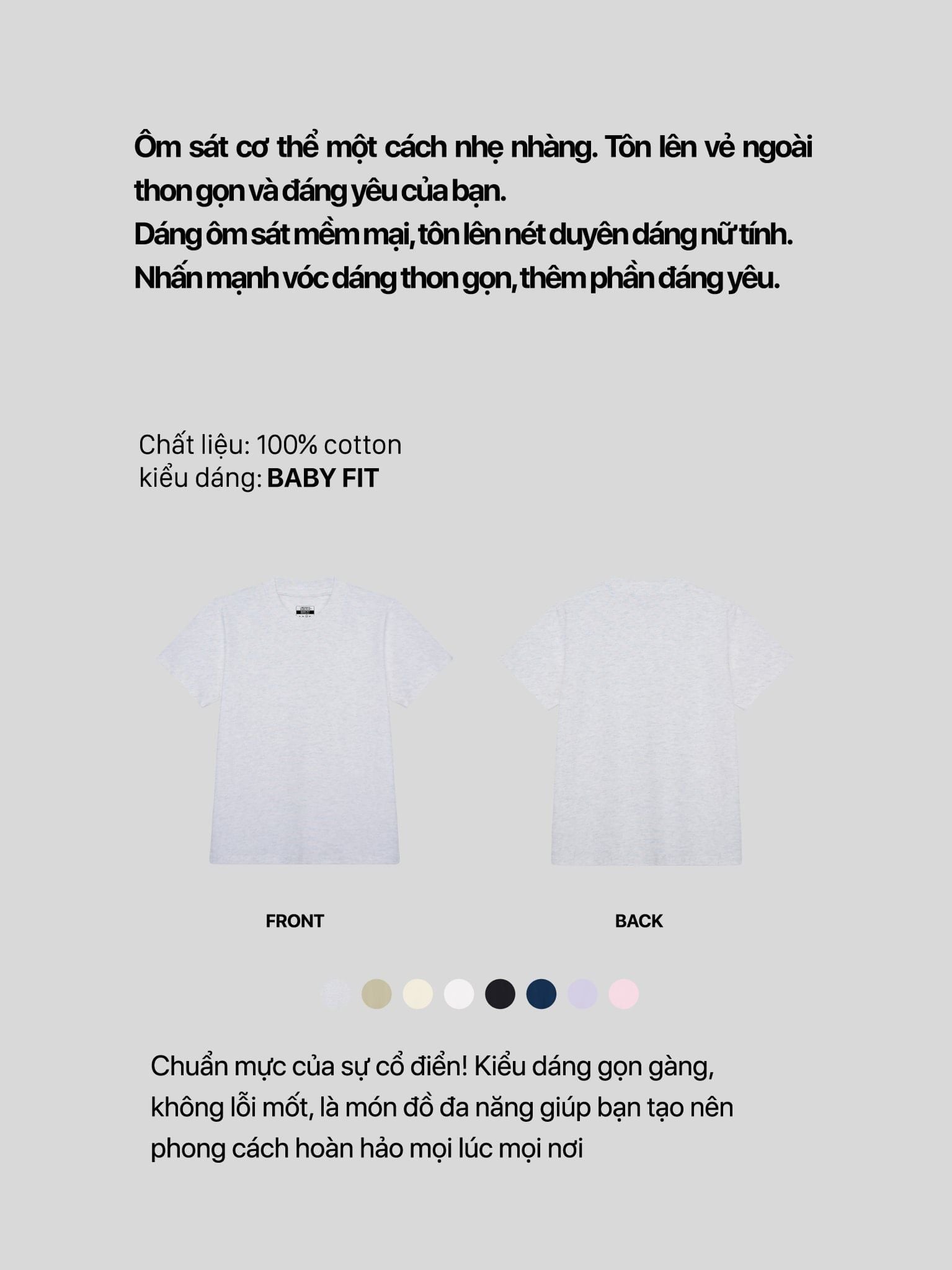 Áo Thun Nữ Trơn Baby Fit Cotton 230gsm - Baby Fit For Basic Plus 5