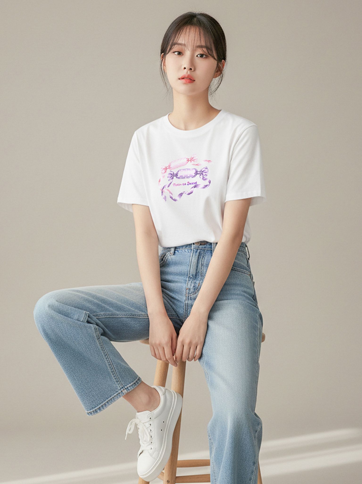 Áo thun hình in nữ - Messages of Joy, Worn with Love Collection - Trắng