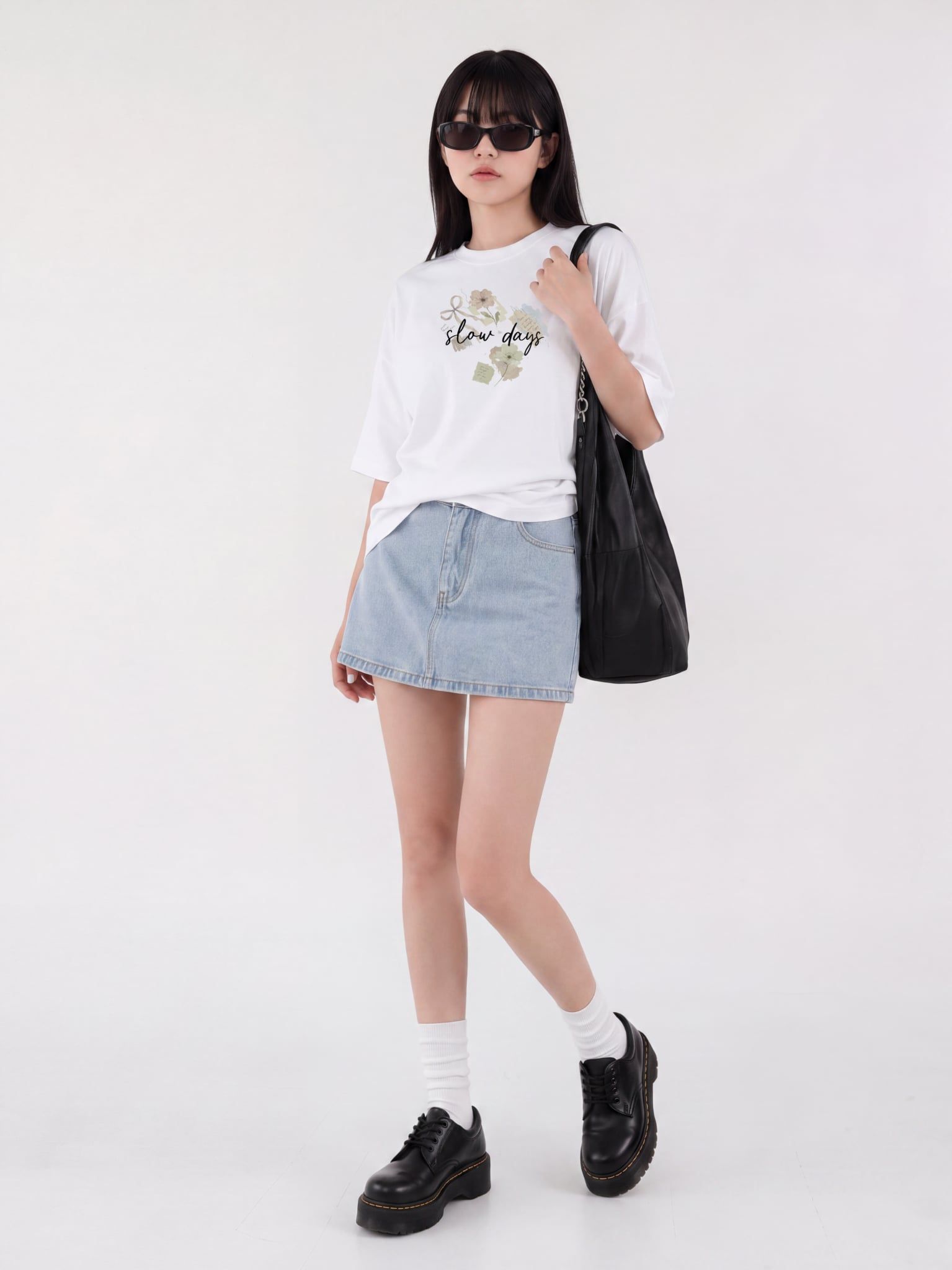 Áo thun Nữ Boxy Fit Form Rộng Graphic Slow Days LIMEORANGE