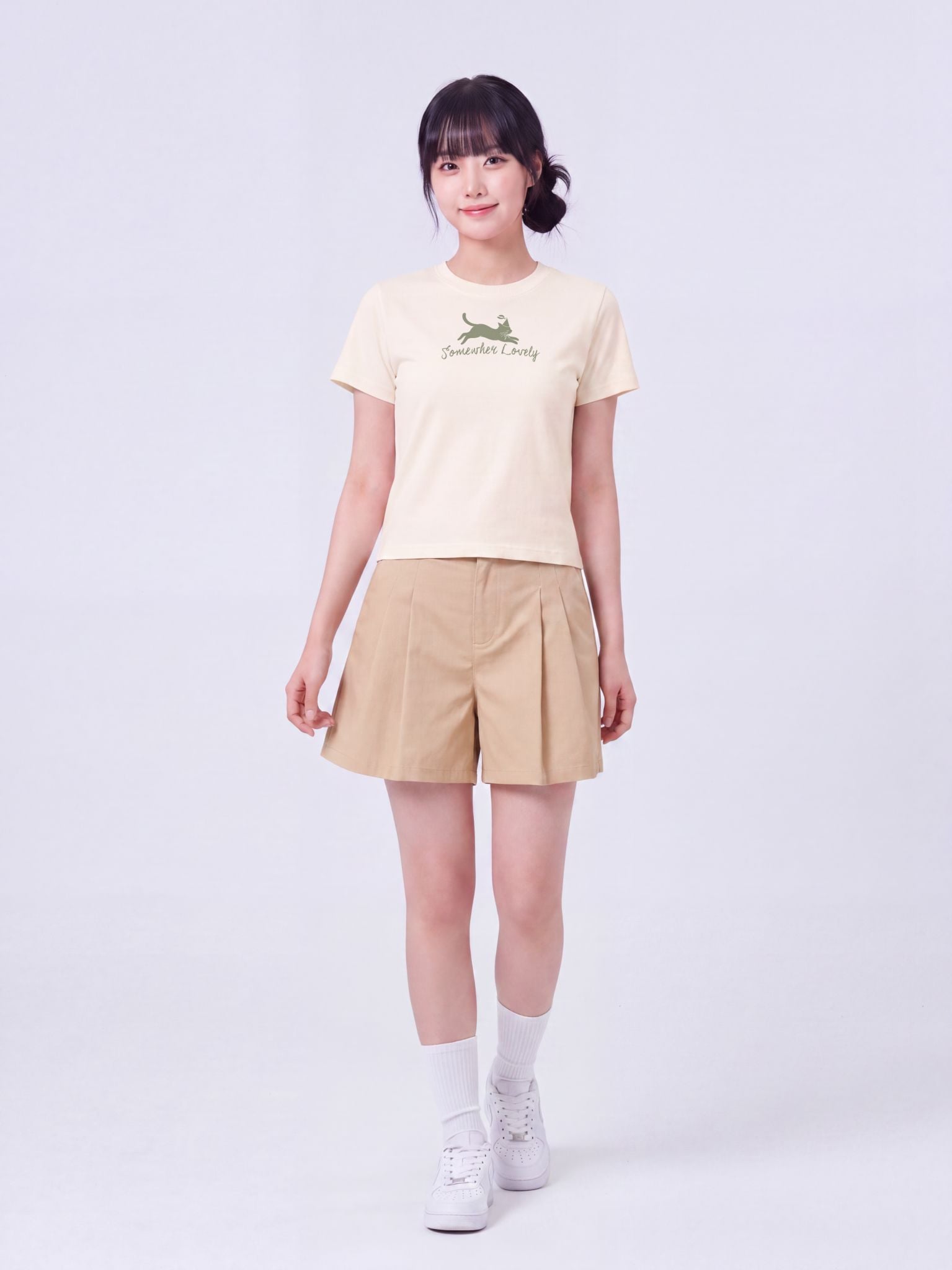 Áo thun Nữ Baby Fit Graphic BST Lovely Notes LIMEORANGE - Kem