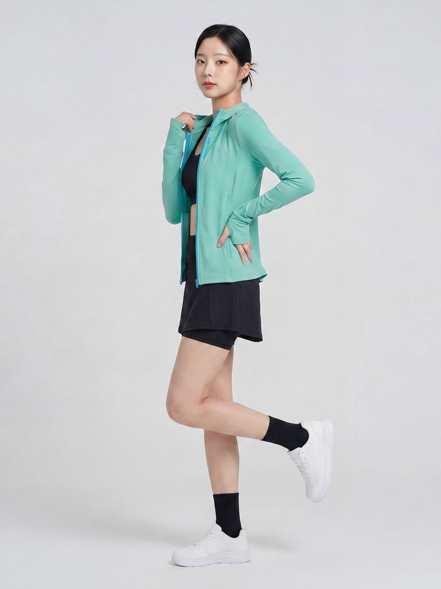 Áo Khoác Nữ Vải Co Giãn Chống Nắng, Chống Tia UV Aerocool Hoodie LIMEORANGE - Xanh Ngọc