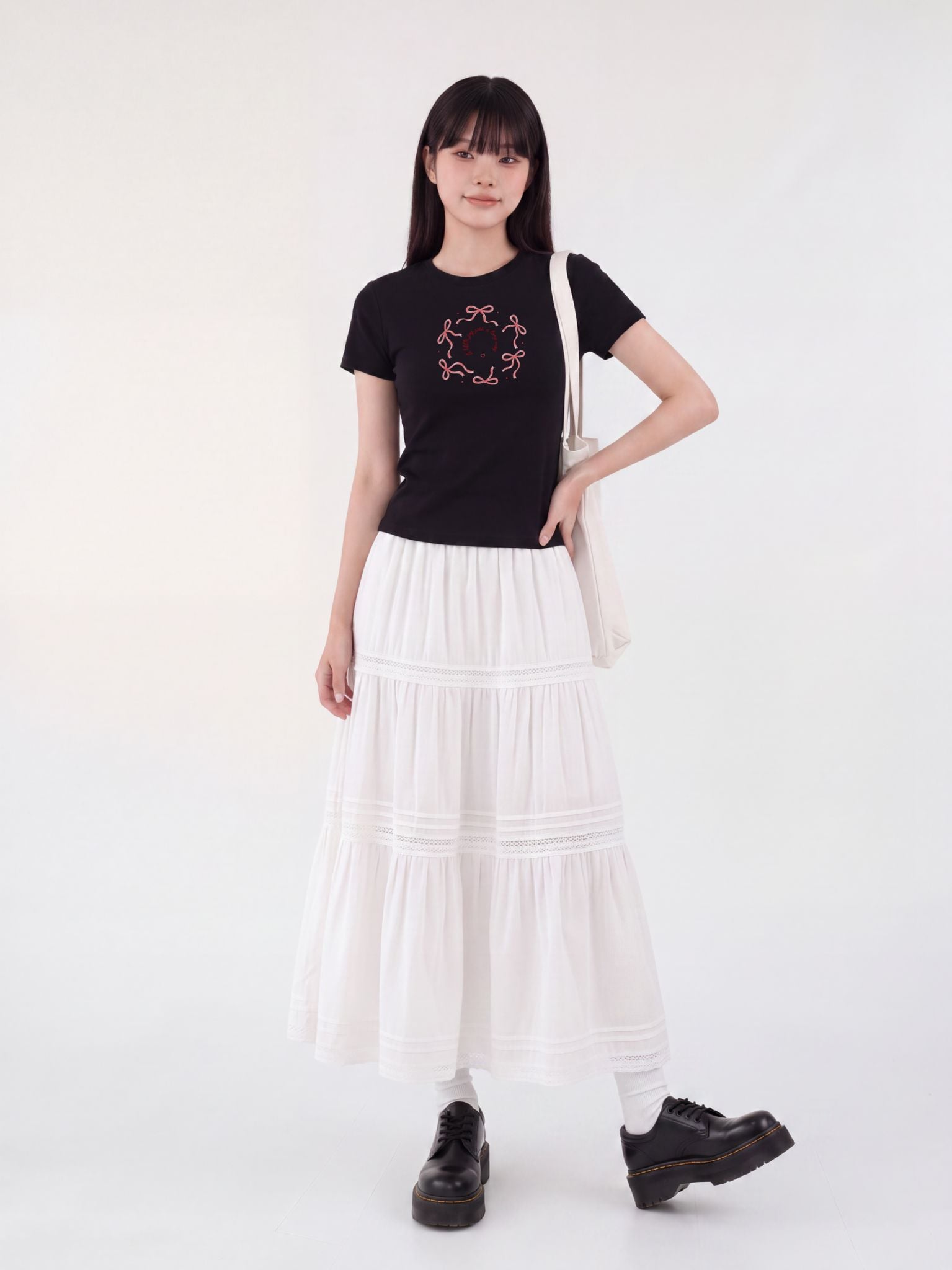 Áo thun Nữ Baby Fit BST Lovely Notes LIMEORANGE - Đen
