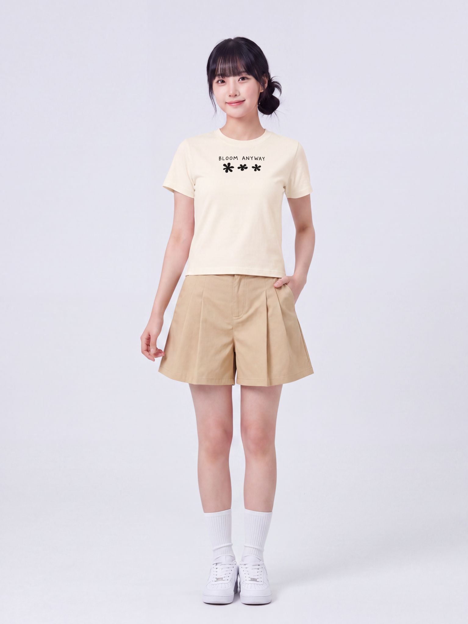 Áo thun Nữ Baby Fit Graphic BST Lovely Notes LIMEORANGE - Kem