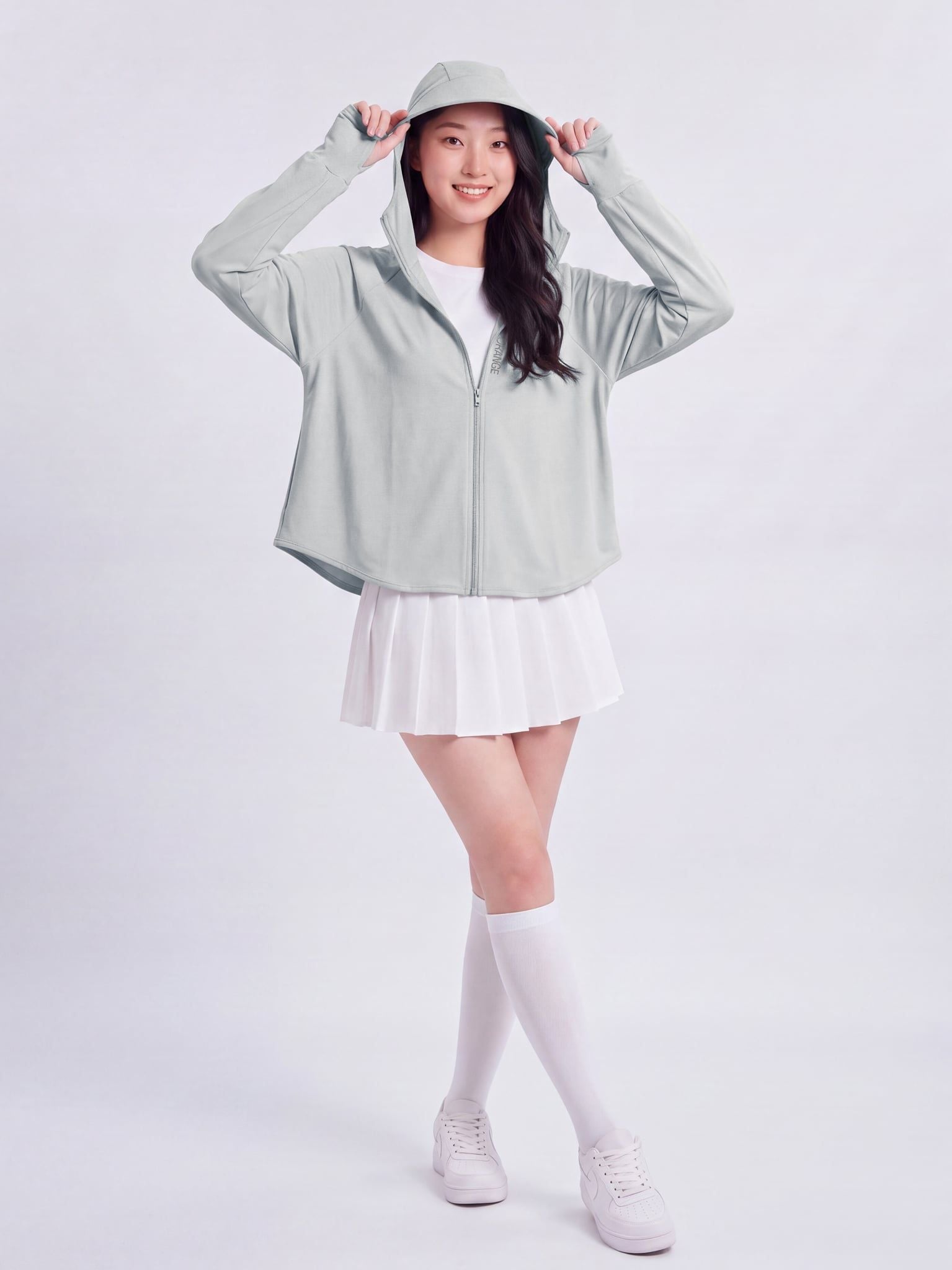 Áo Khoác Nữ Cánh Dơi UV Cool Lite Hoodie 2 Thun Lạnh Chống Tia UV LIMEORANGE - Xám Nhạt