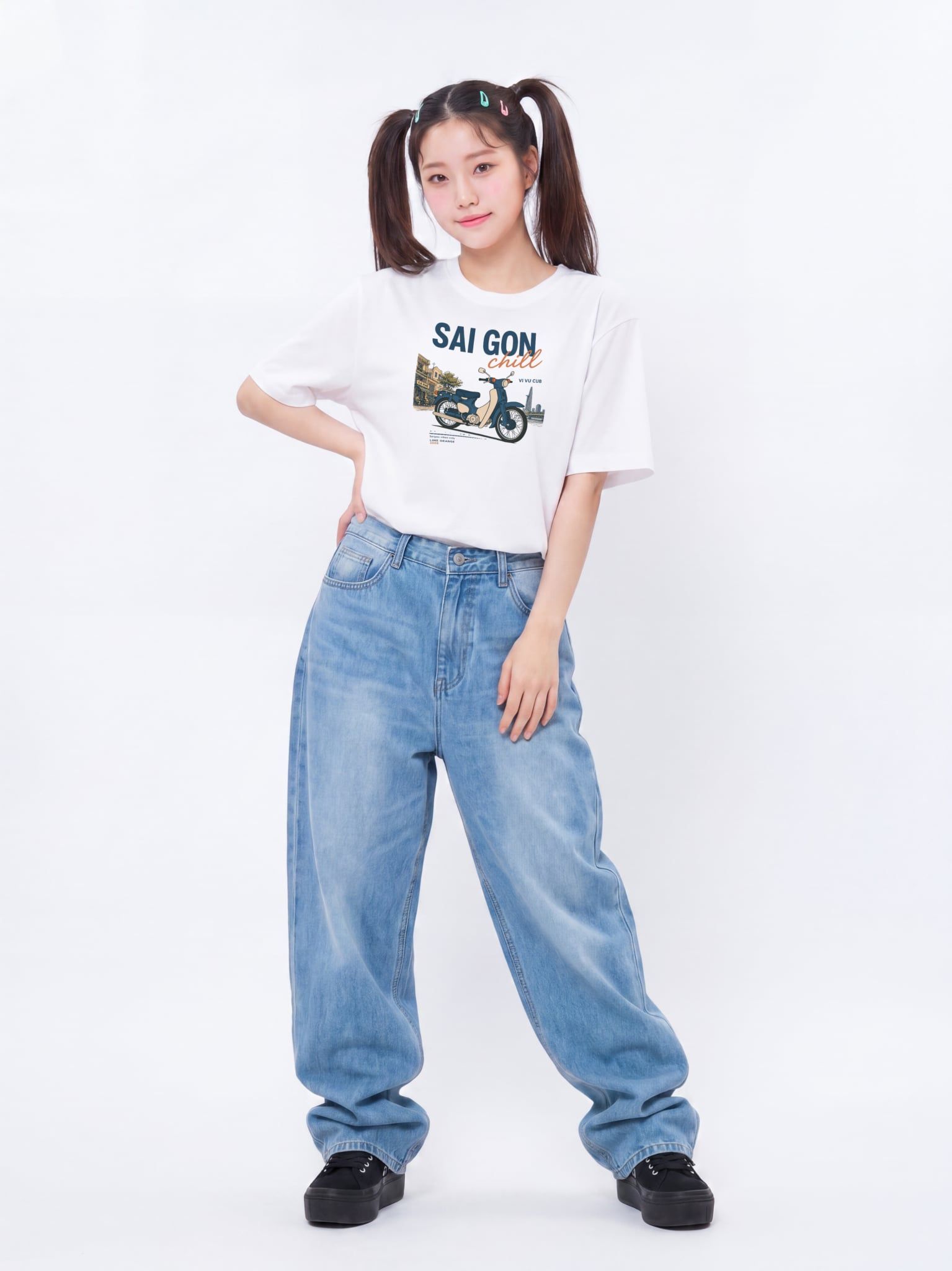 Áo Thun Boxy Fit Graphic Sài Gòn Chill LIMEORANGE
