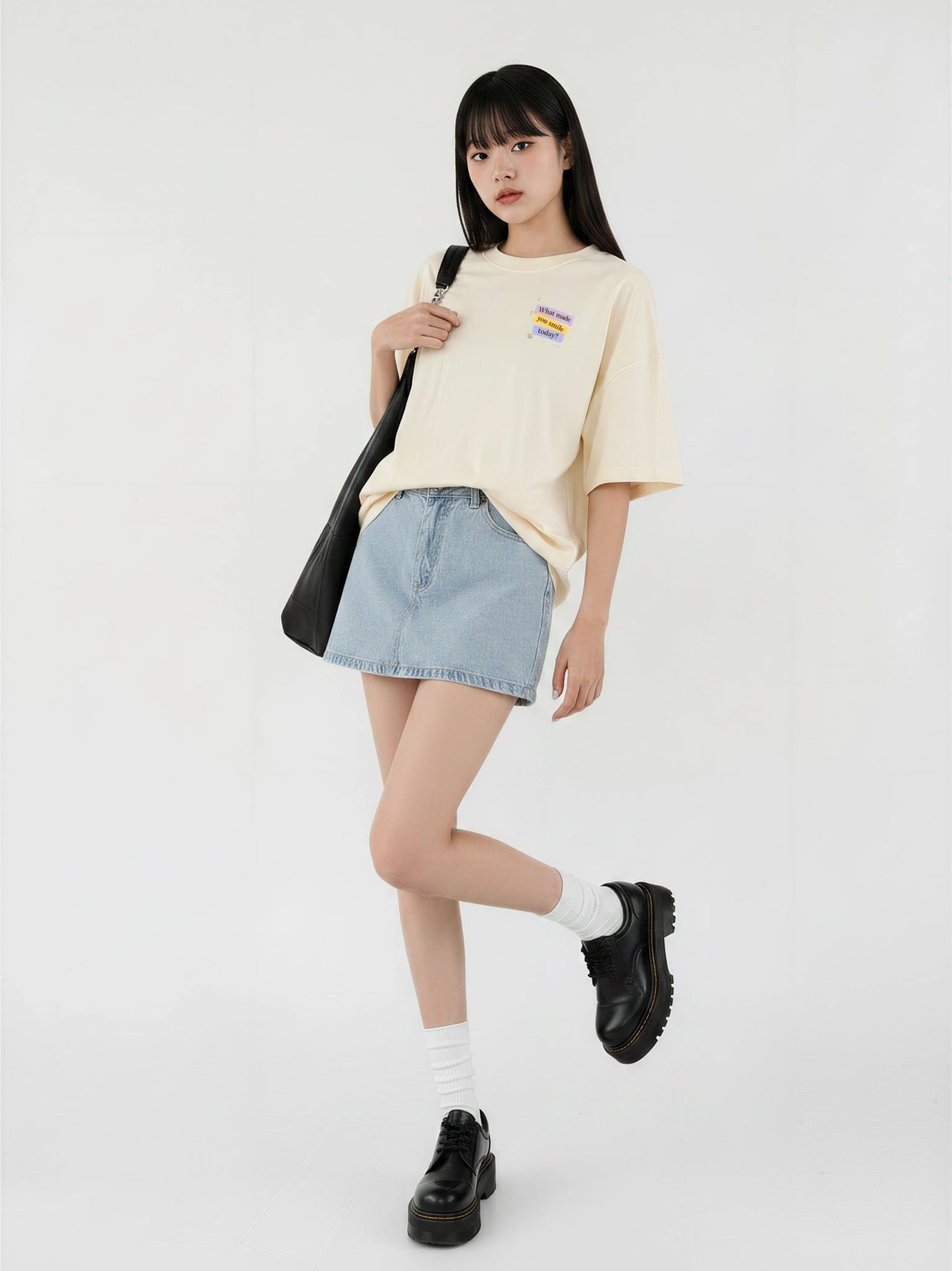 Áo thun Nữ Boxy Fit Form Rộng Graphic What Made You Smile Today LIMEORANGE