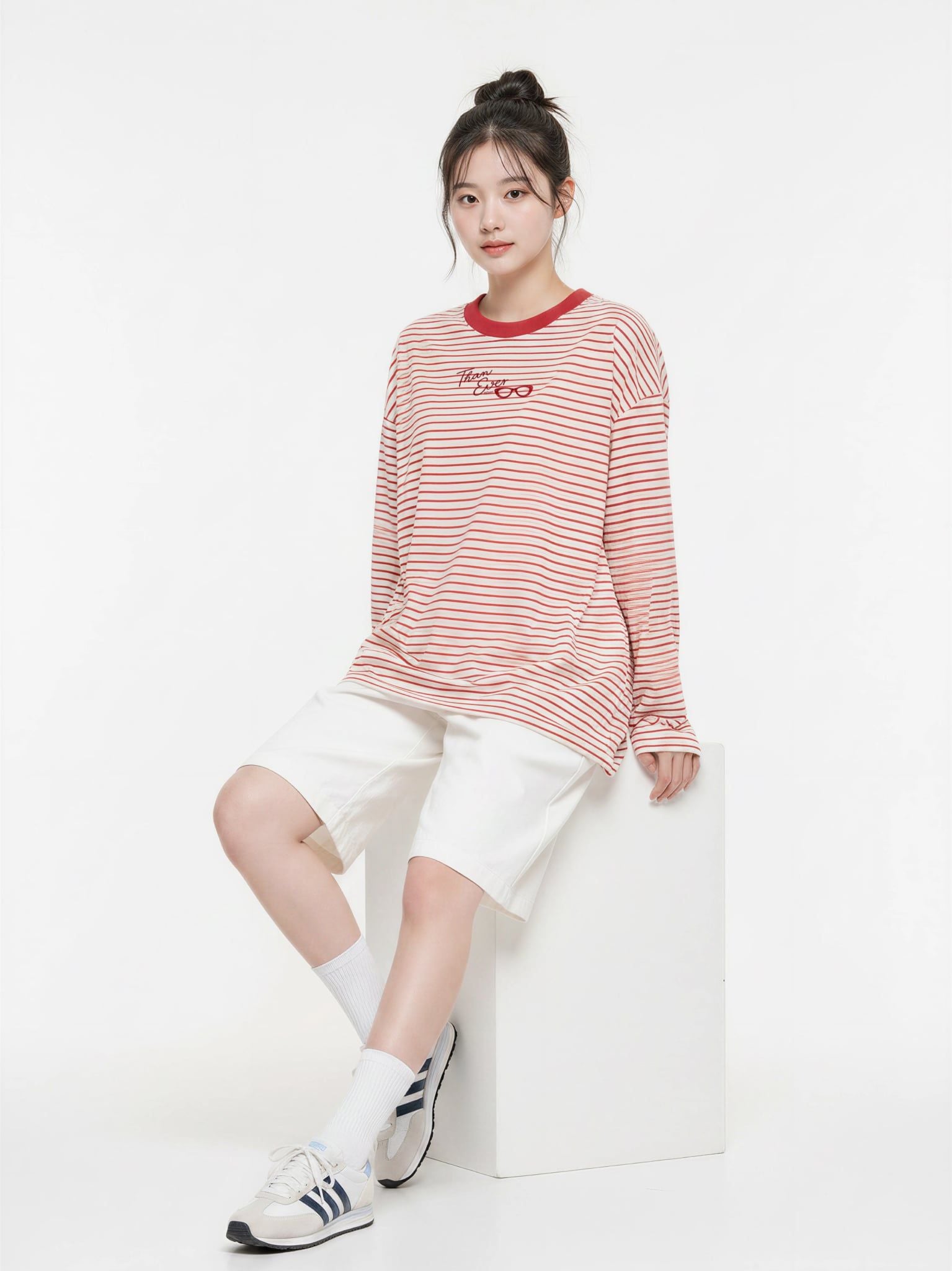 Áo Thun Sọc Tay Dài Pique Stripe Graphic Bunny LIMEORANGE - Đỏ
