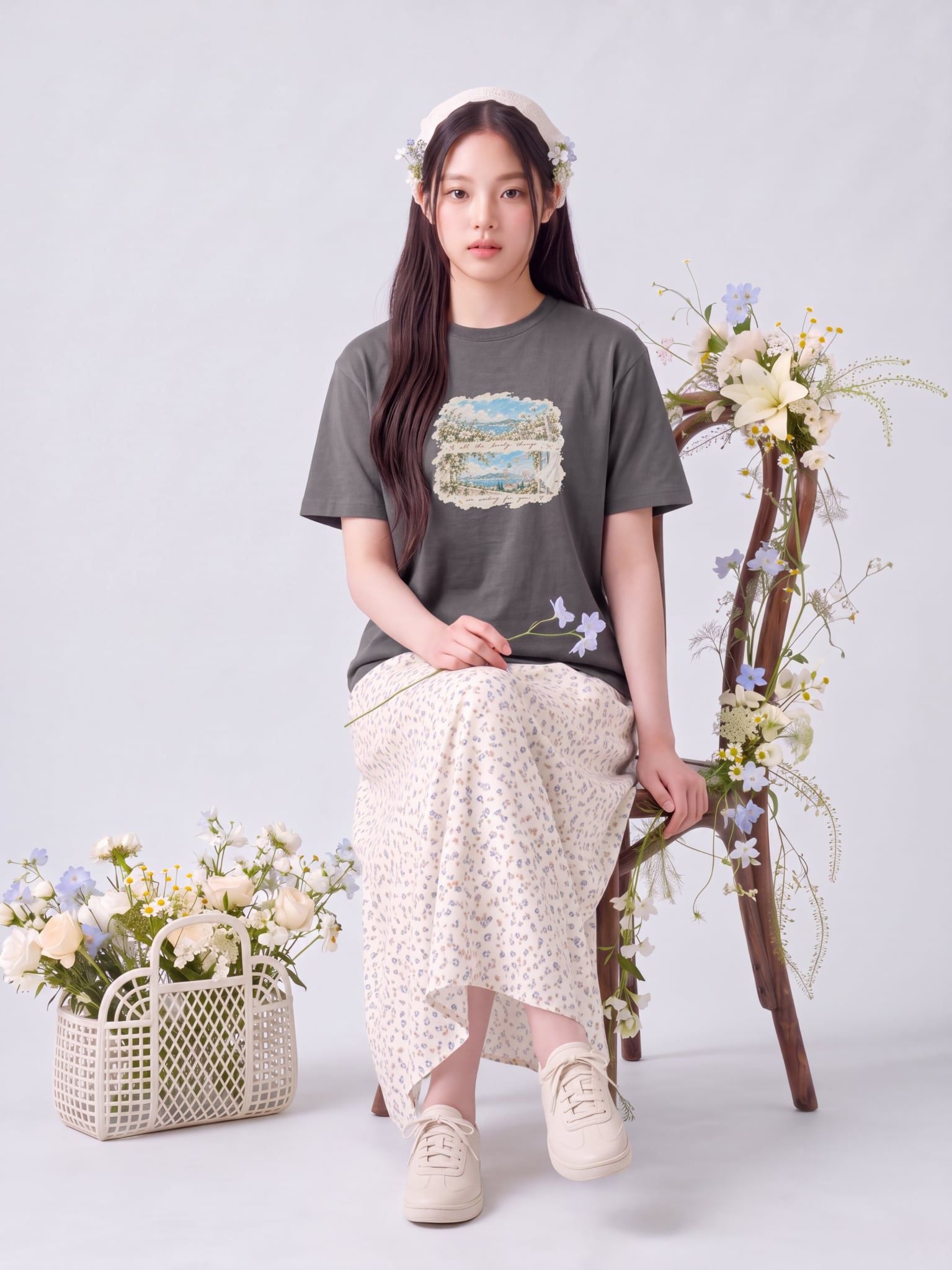 Áo thun Nữ Boxy Fit Form Rộng BST Dear Her - Xám