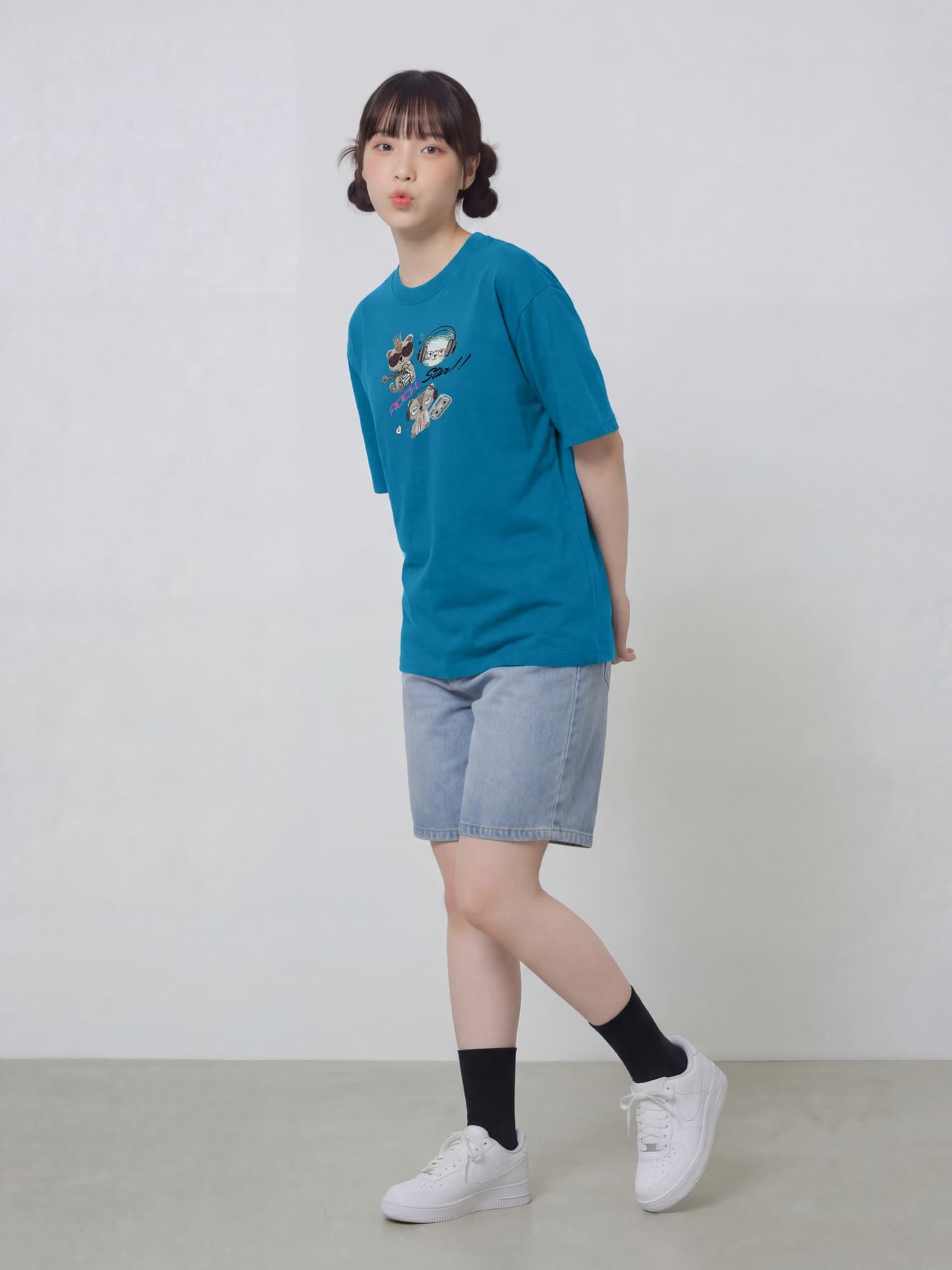 Áo Thun Boxy Fit Graphic Rock Star LIMEORANGE - Xanh biển đậm