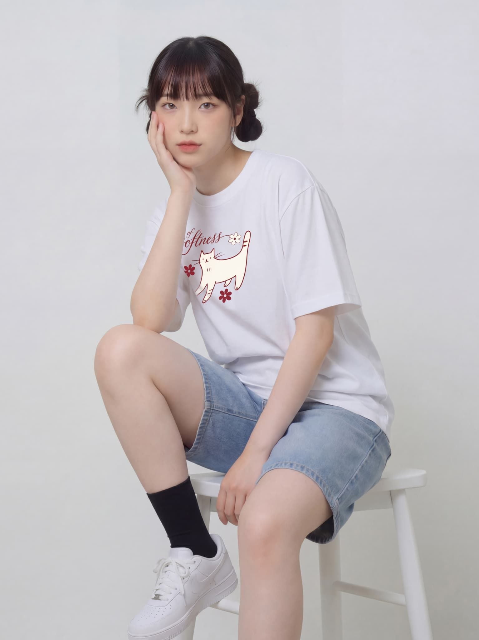 Áo thun boxy in hình Made of  softness LU26101103 - Trắng