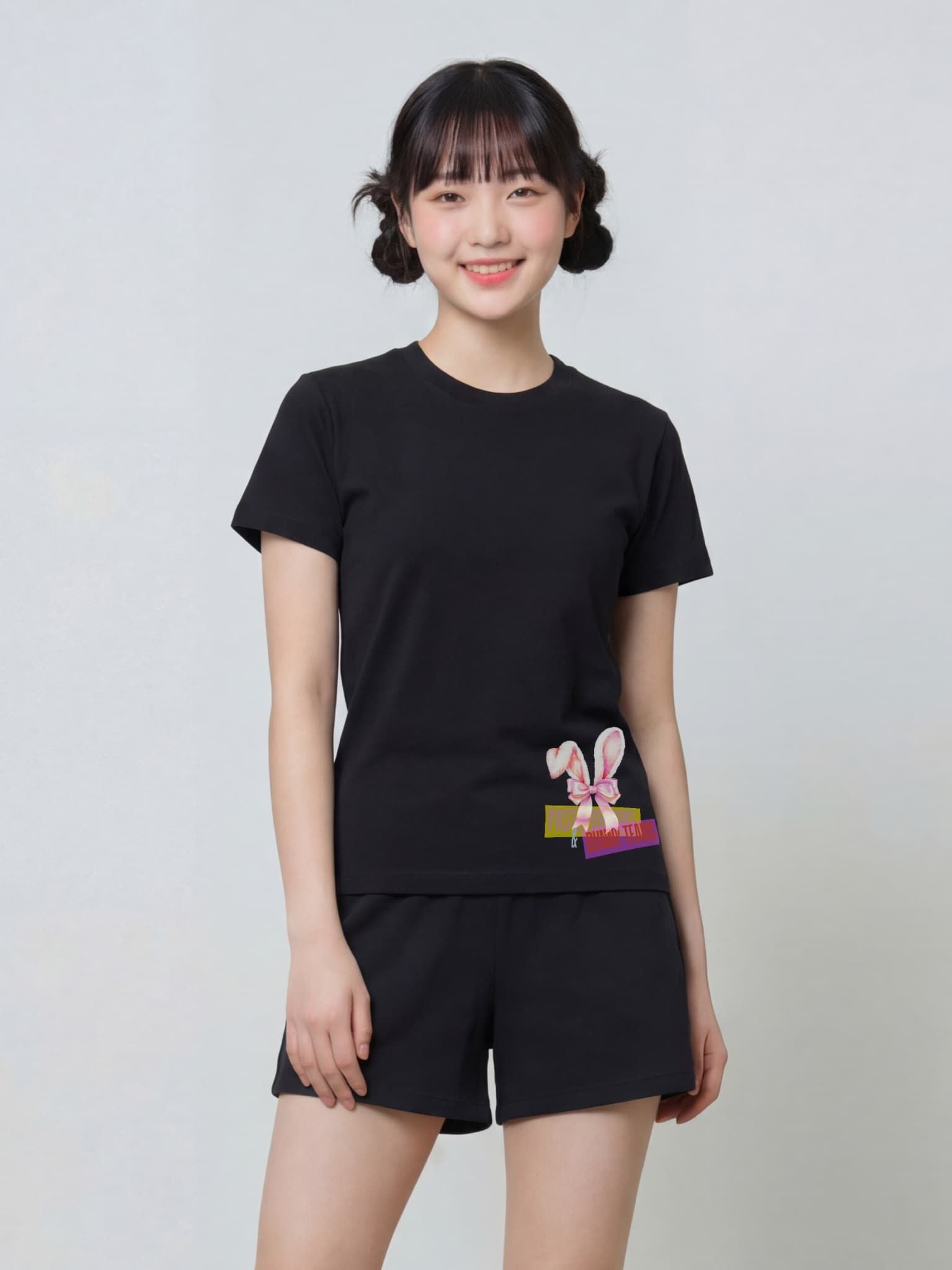 Áo Thun Nữ Regular Fit Graphic Bunny LIMEORANGE - Đen