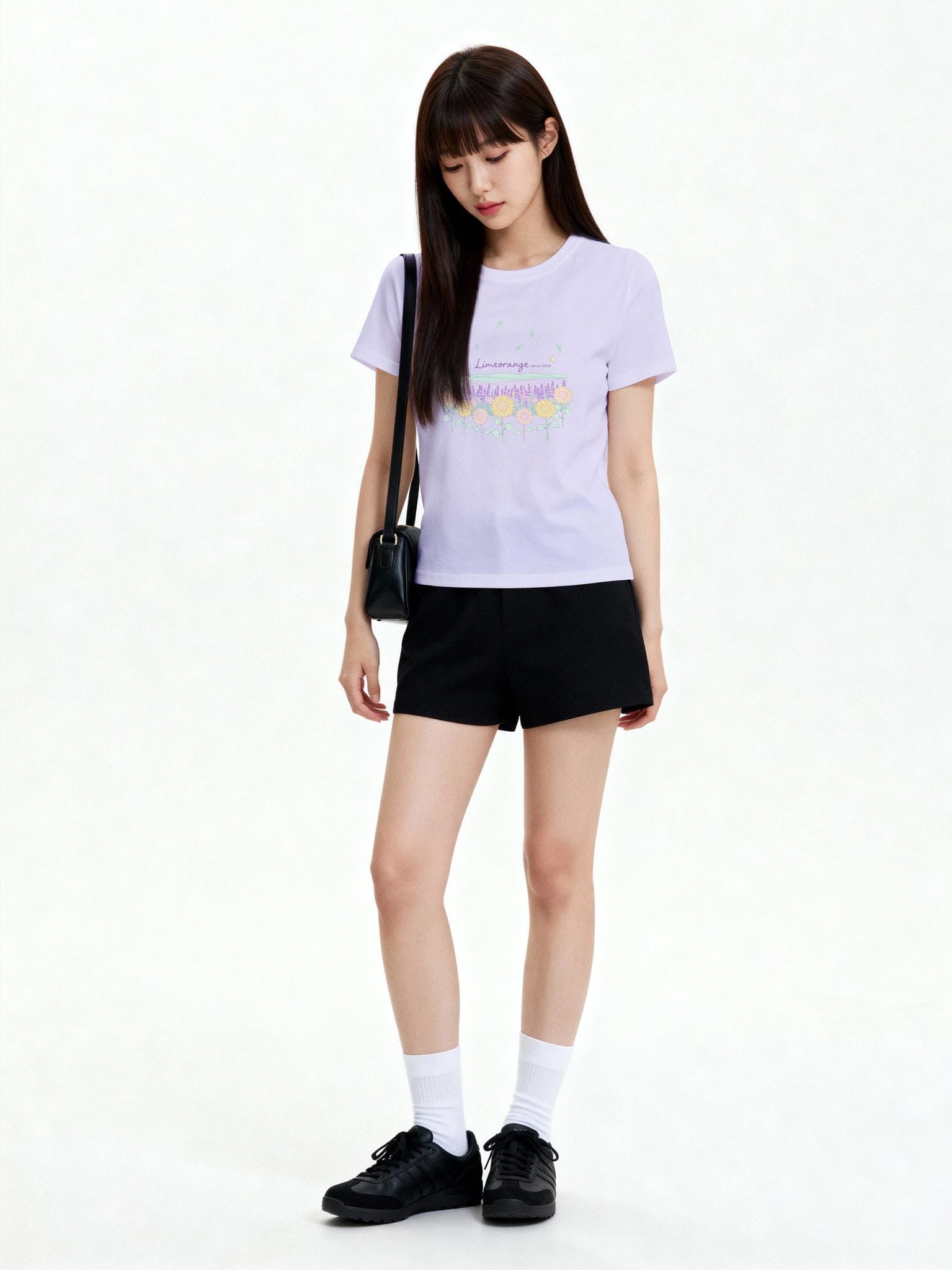 Áo thun hình in phom babytee - Sunset Garden Collection - Tím Nhạt