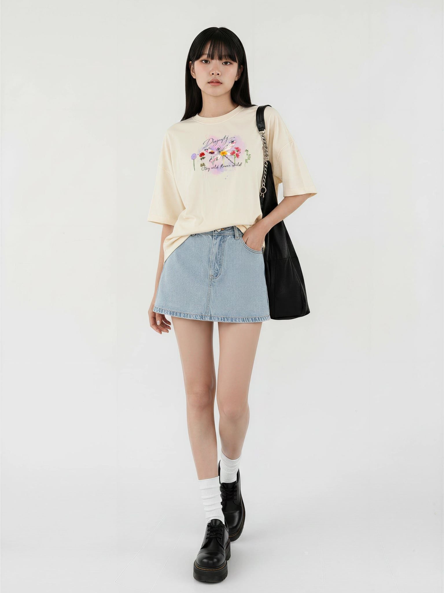 Áo thun Nữ Boxy Fit Form Rộng Graphic Dragonfly LIMEORANGE