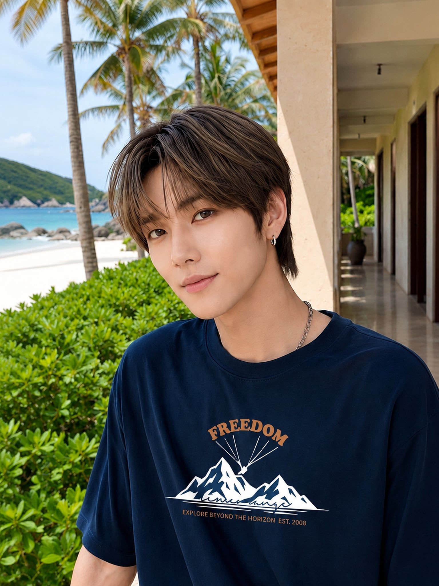 Áo Thun Nam Oversize Graphic Freedom LIMEORANGE - Xanh Navy
