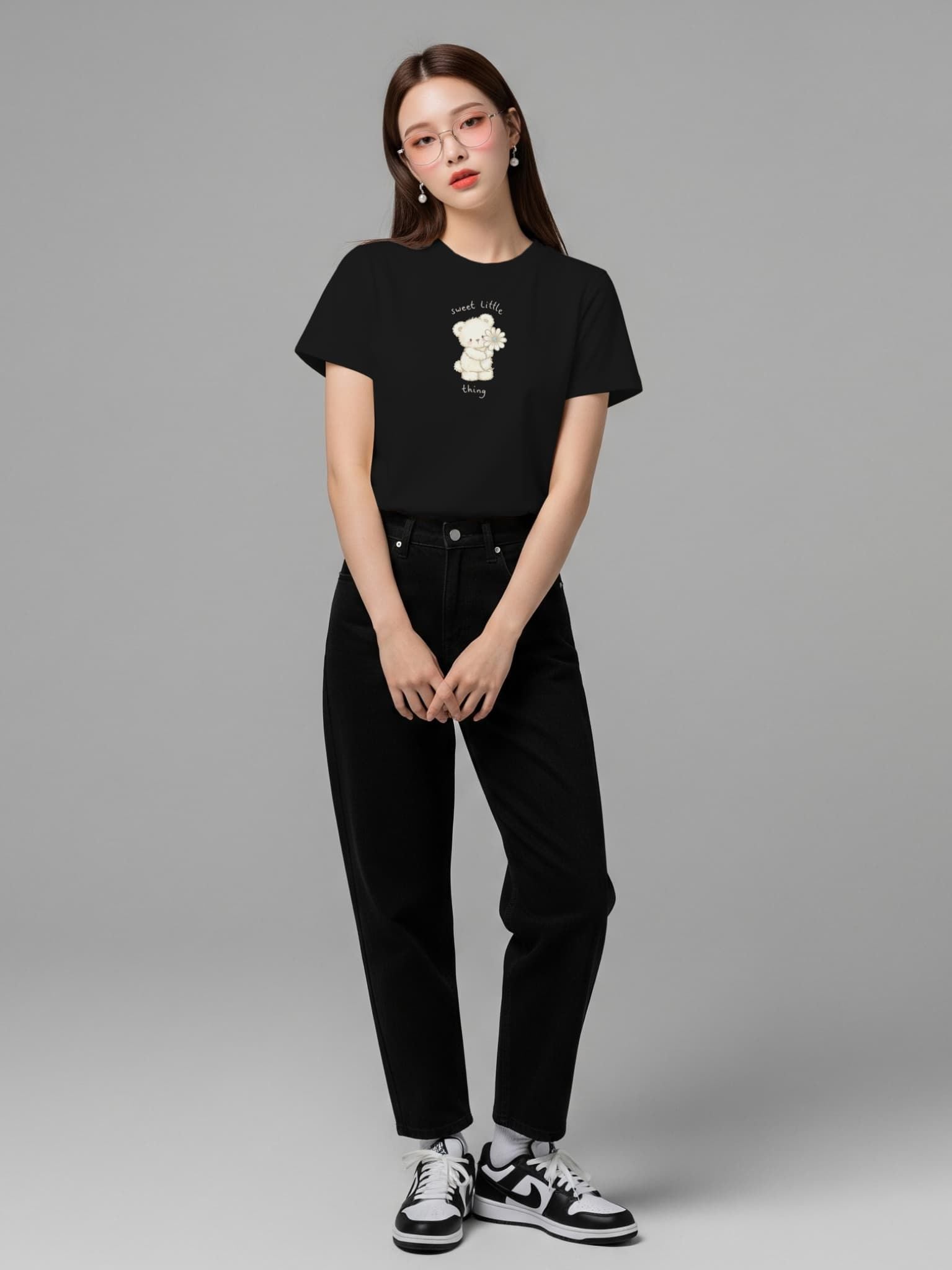 Áo Thun Regular Fit Graphic Sweet Little LIMEORANGE - Đen