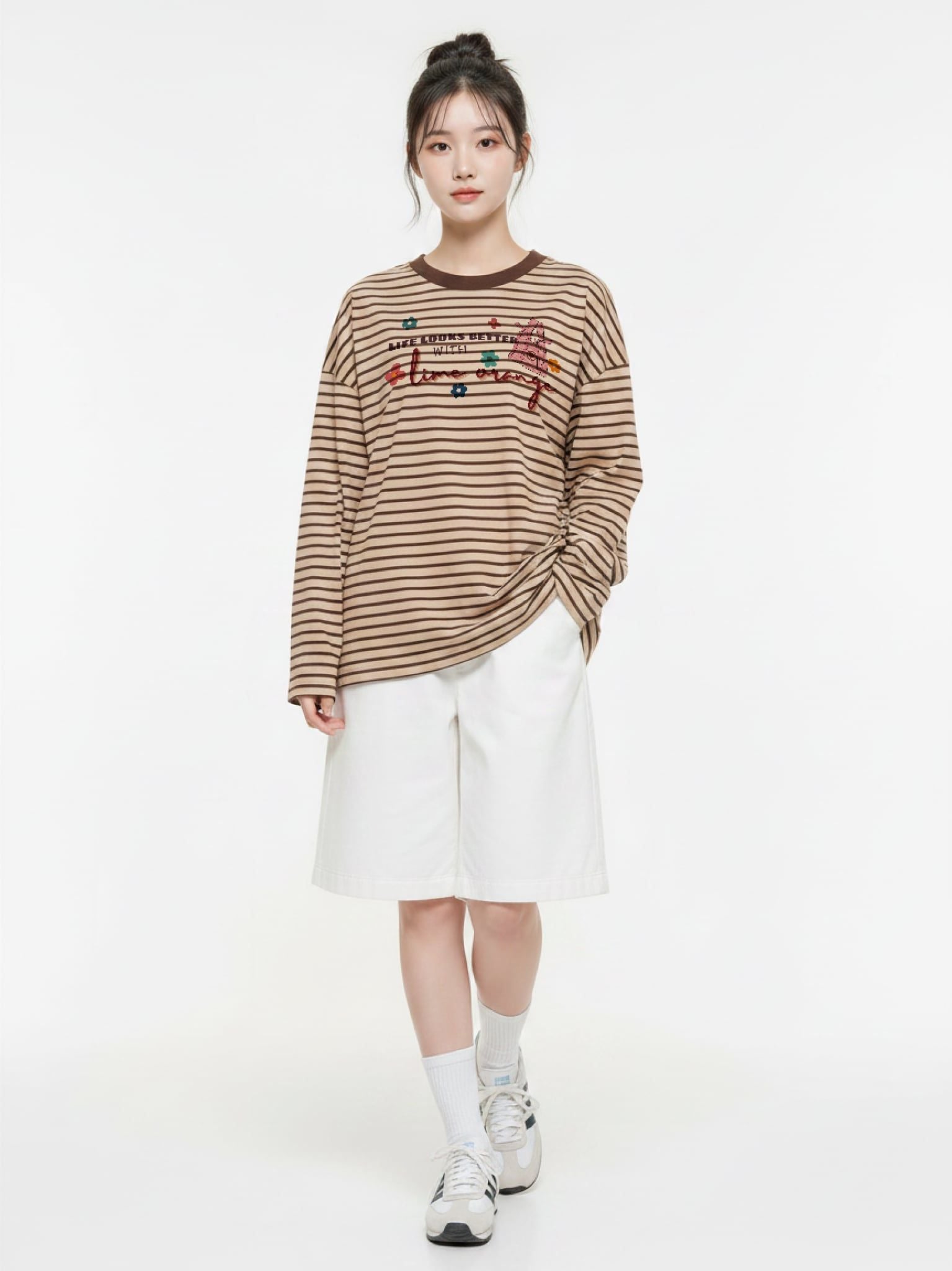 Áo Thun Tay Dài Pique Stripe Graphic Life Looks Better LIMEORANGE