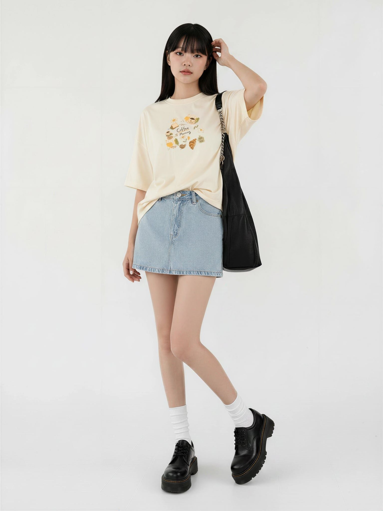 Áo thun Nữ Boxy Fit Form Rộng Graphic Coffee Morning LIMEORANGE