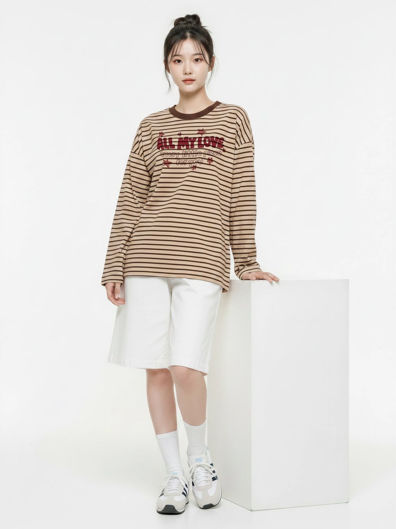 Áo Thun Tay Dài Pique Stripe Graphic All My Love LIMEORANGE