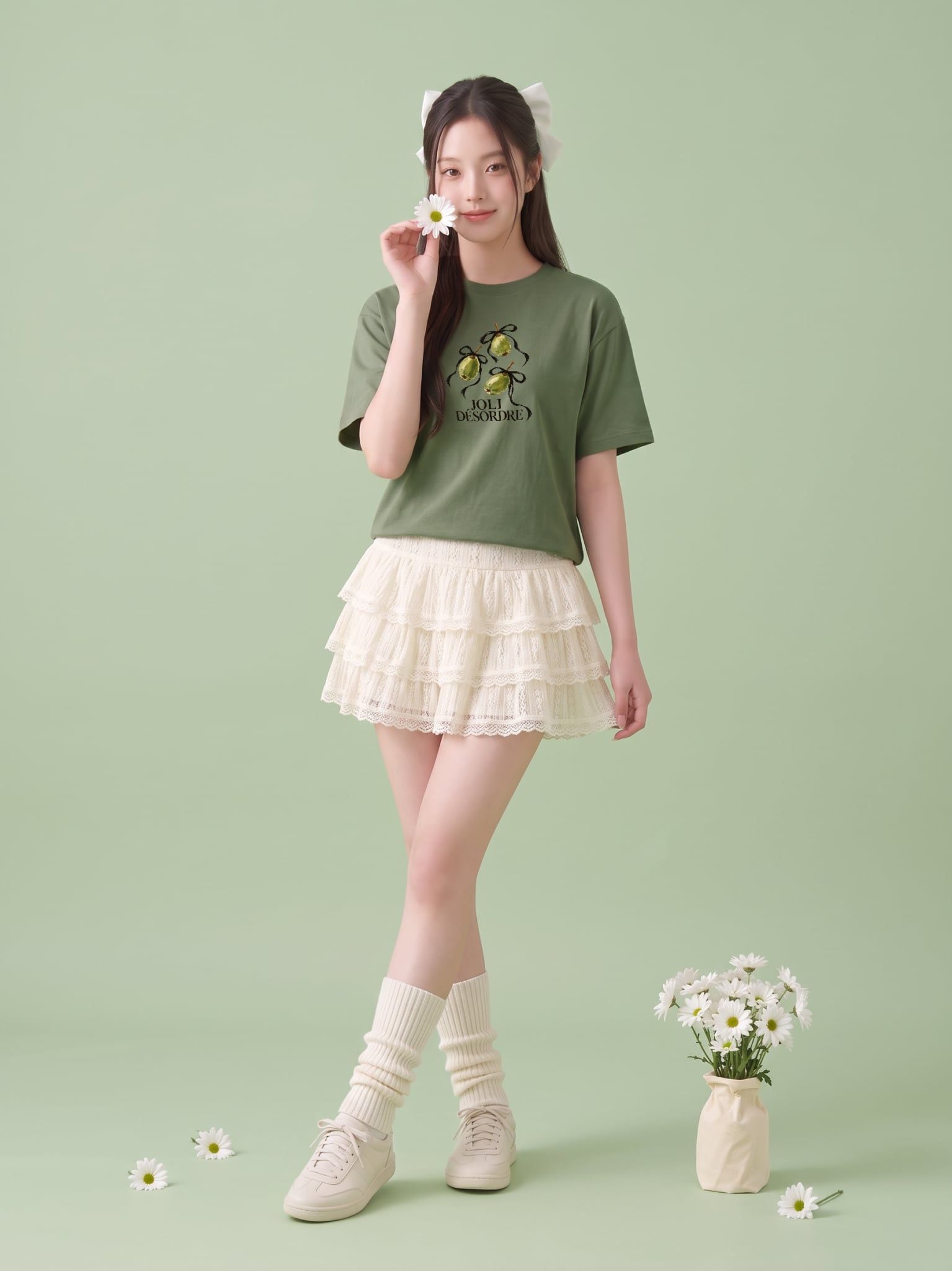 Áo thun Nữ Boxy Fit Form Rộng BST Dear Her - Xanh Rêu