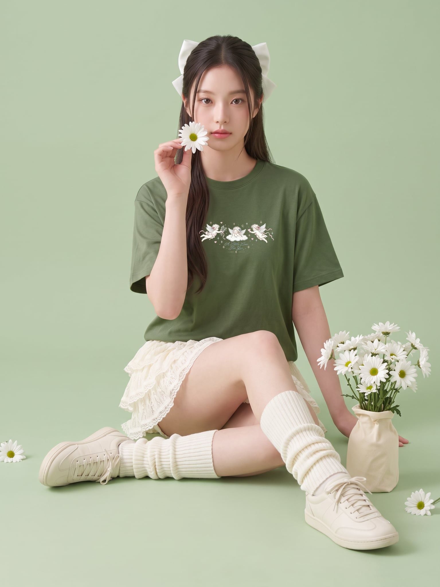 Áo thun Nữ Boxy Fit Form Rộng BST Dear Her - Xanh Rêu