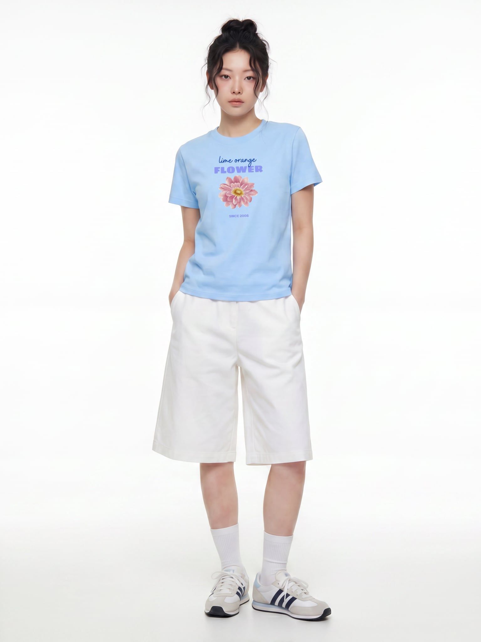 Áo Thun Baby Fit Graphic Flower LIMEORANGE