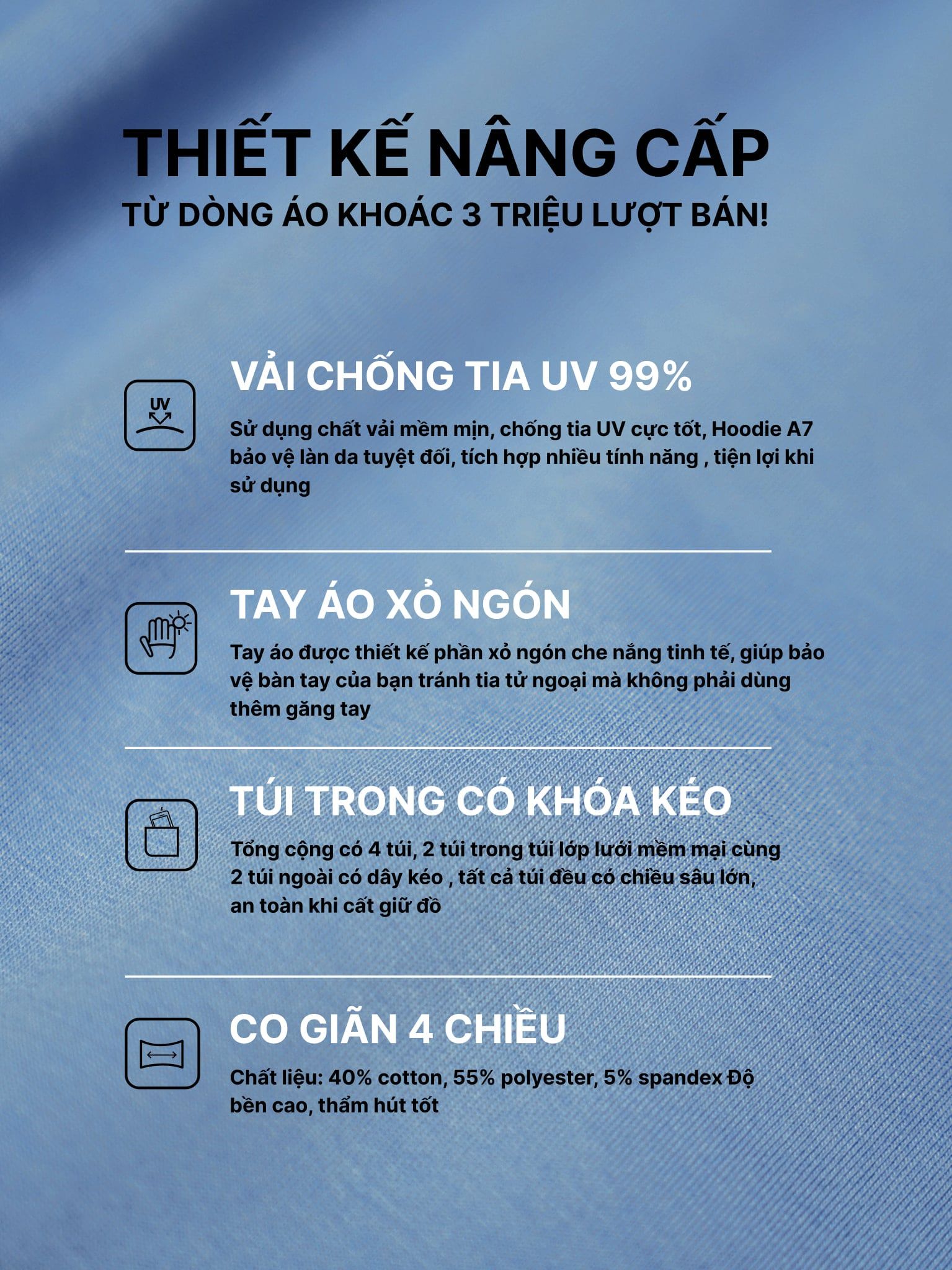 Áo khoác chống nắng chống tia UV - UV SUNSCREEN HOODIE