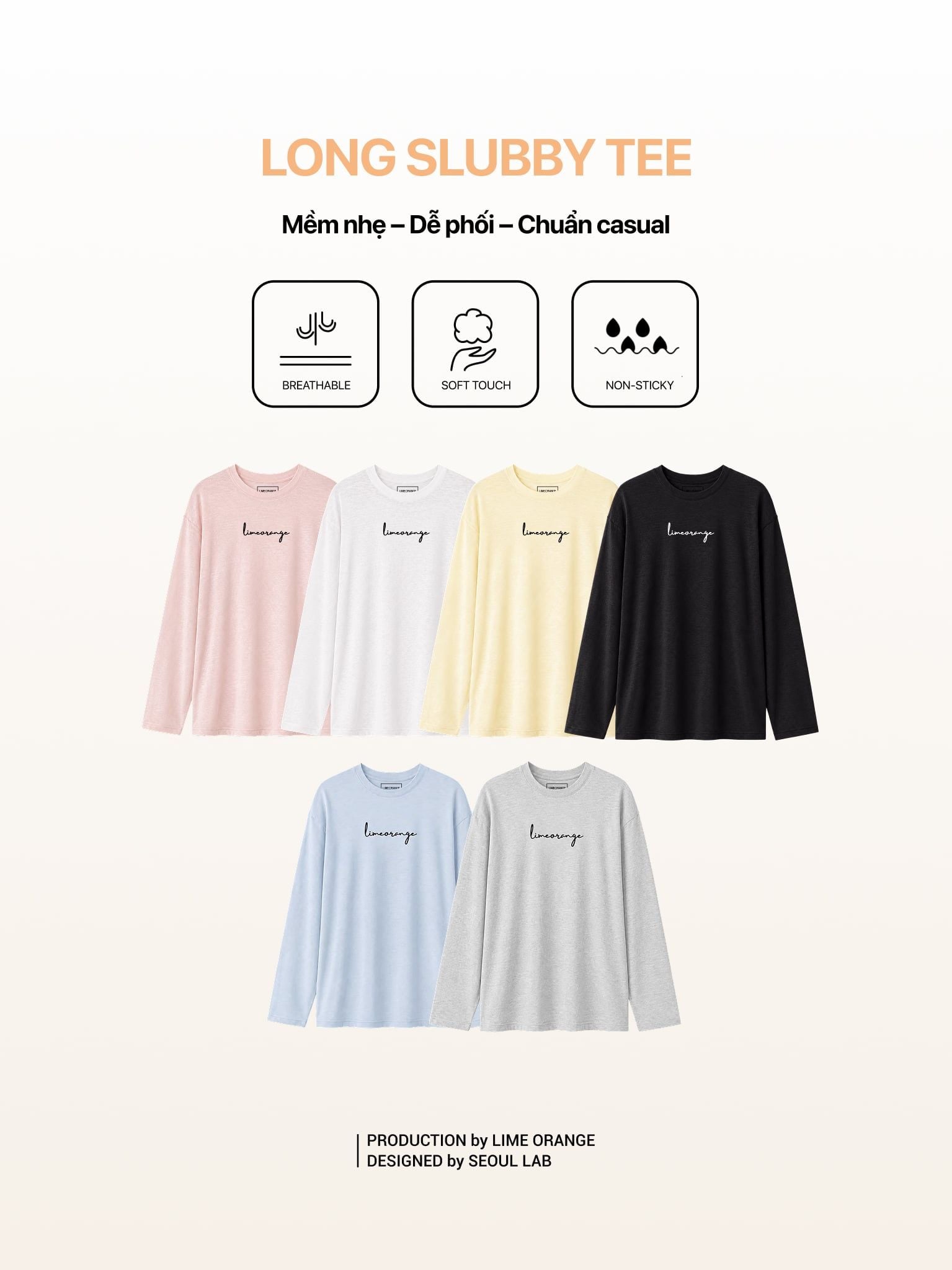Áo Thun Nữ Tay Dài Slub Cotton LIMEORANGE