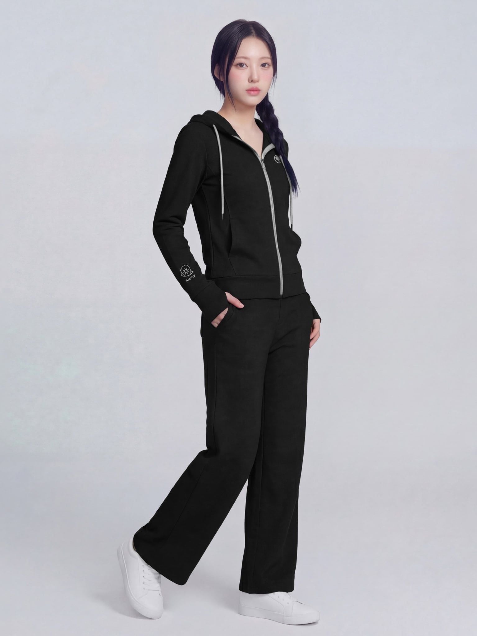 ÁO KHOÁC COTTON NỮ CHỐNG NẮNG 99,95% HOODIE WINGS - LIMEORANGE - Đen