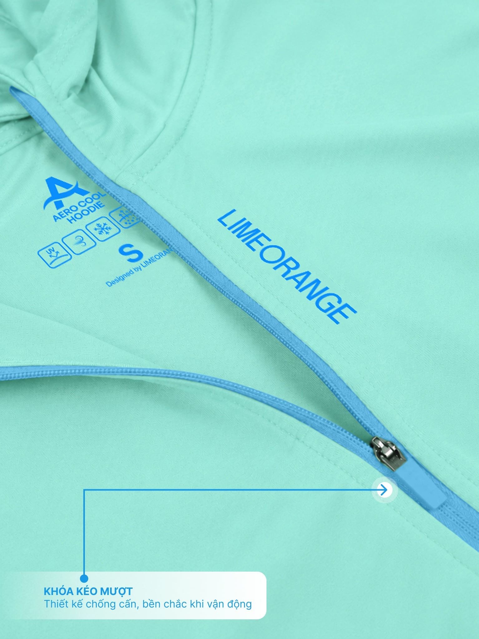 Áo Khoác Nữ Vải Co Giãn Chống Nắng, Chống Tia UV Aerocool Hoodie LIMEORANGE