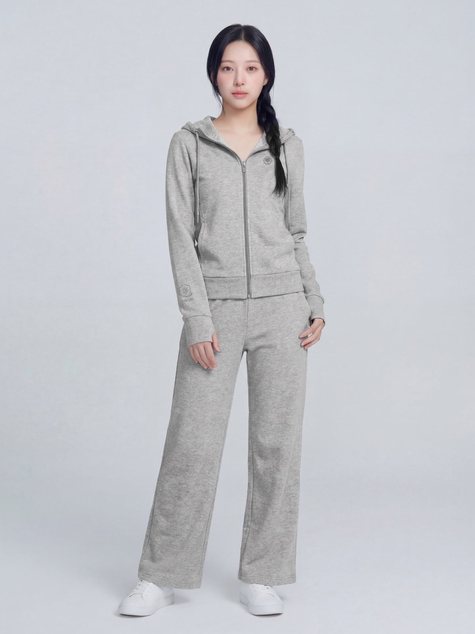 ÁO KHOÁC COTTON NỮ CHỐNG NẮNG 99,95% HOODIE WINGS - LIMEORANGE - Melange Xám