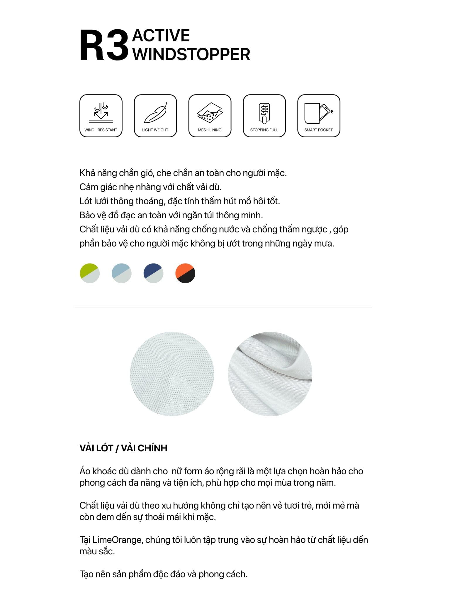 Áo khoác dù nữ - R3 Active Windstopper