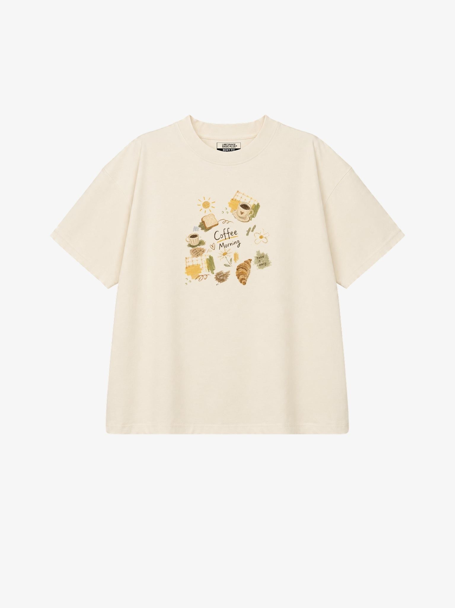 Áo thun Nữ Boxy Fit Form Rộng Graphic Coffee Morning LIMEORANGE