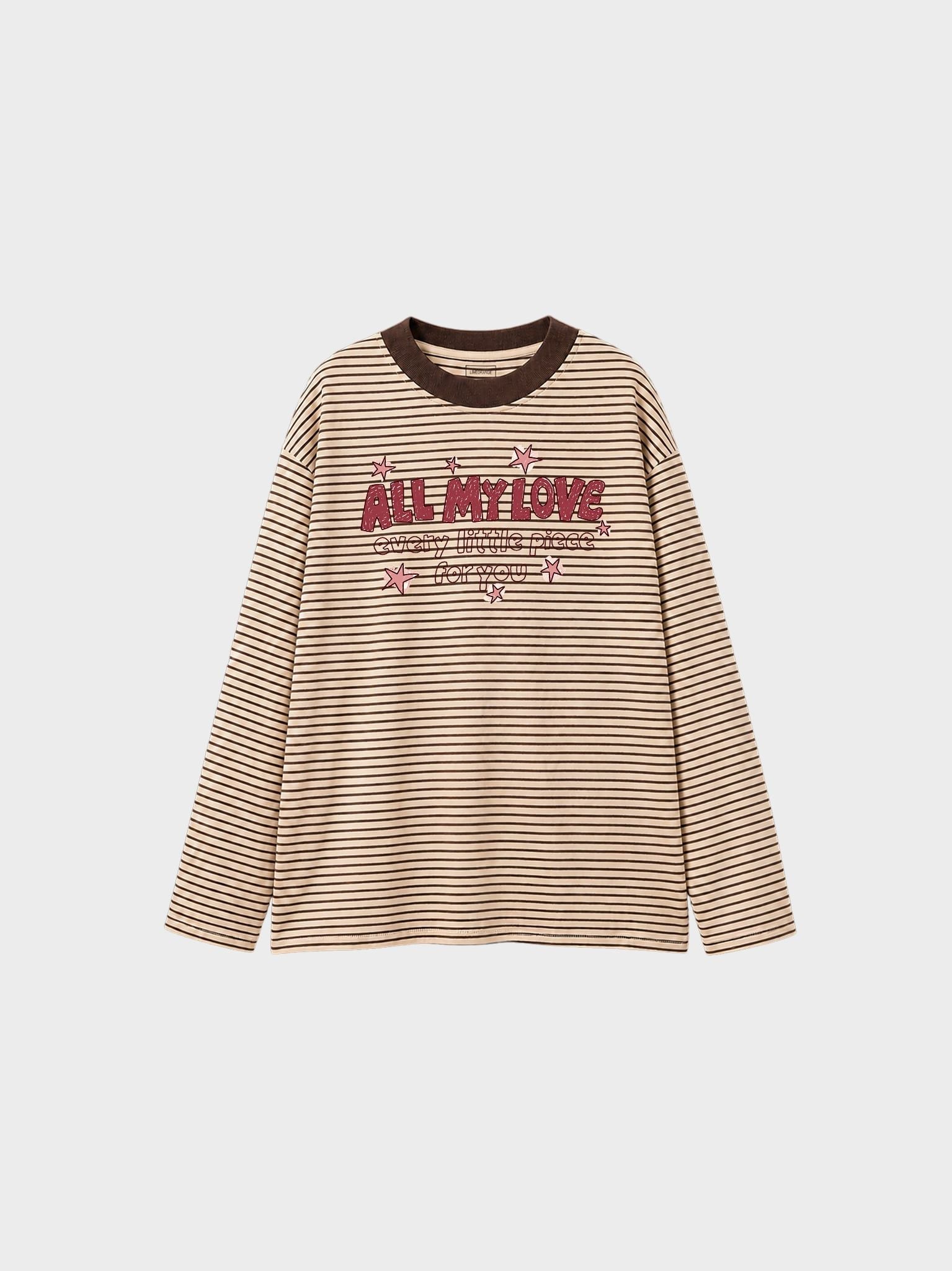 Áo Thun Tay Dài Pique Stripe Graphic All My Love LIMEORANGE