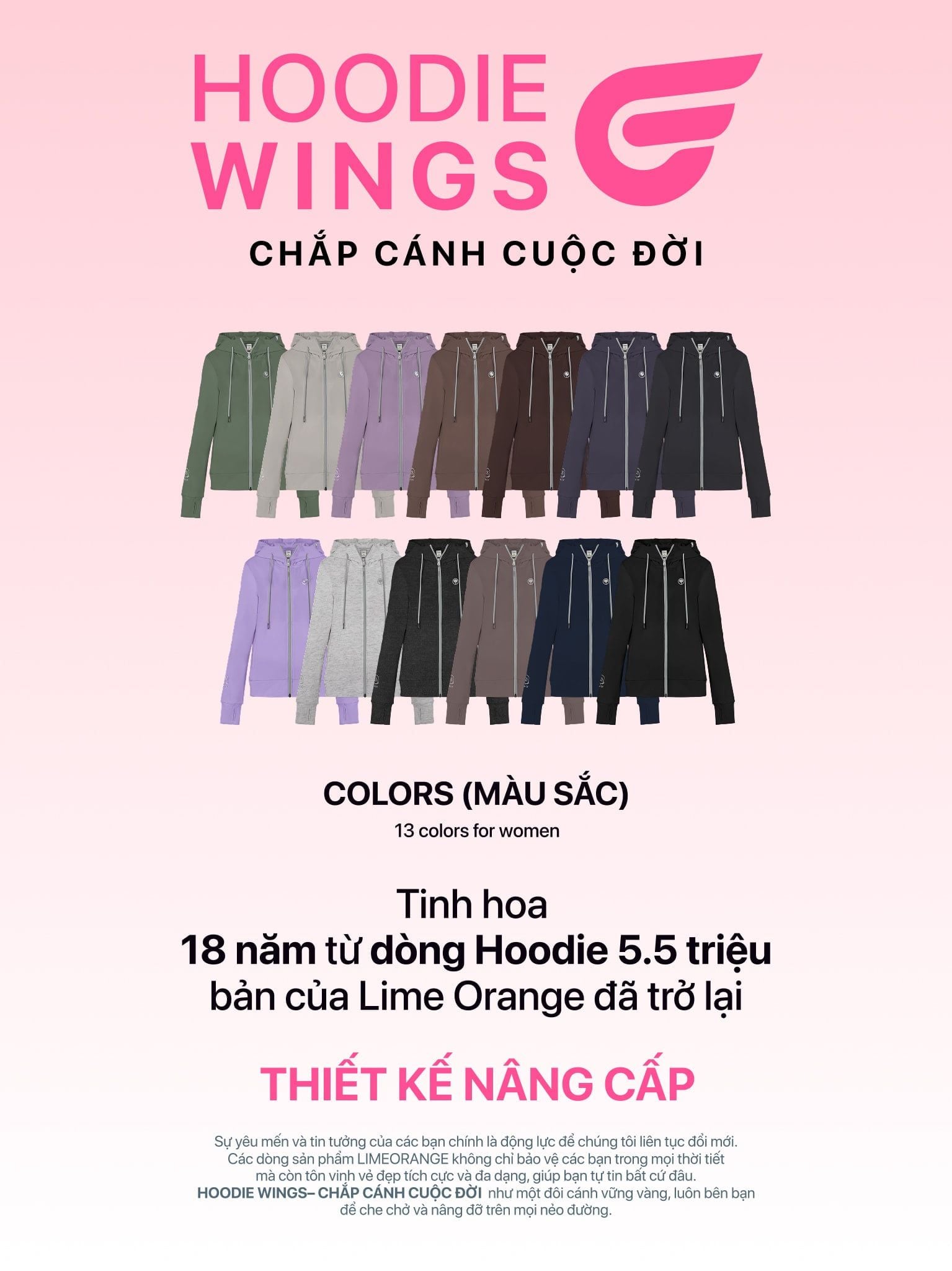 ÁO KHOÁC COTTON NỮ CHỐNG NẮNG 99,95% HOODIE WINGS - LIMEORANGE