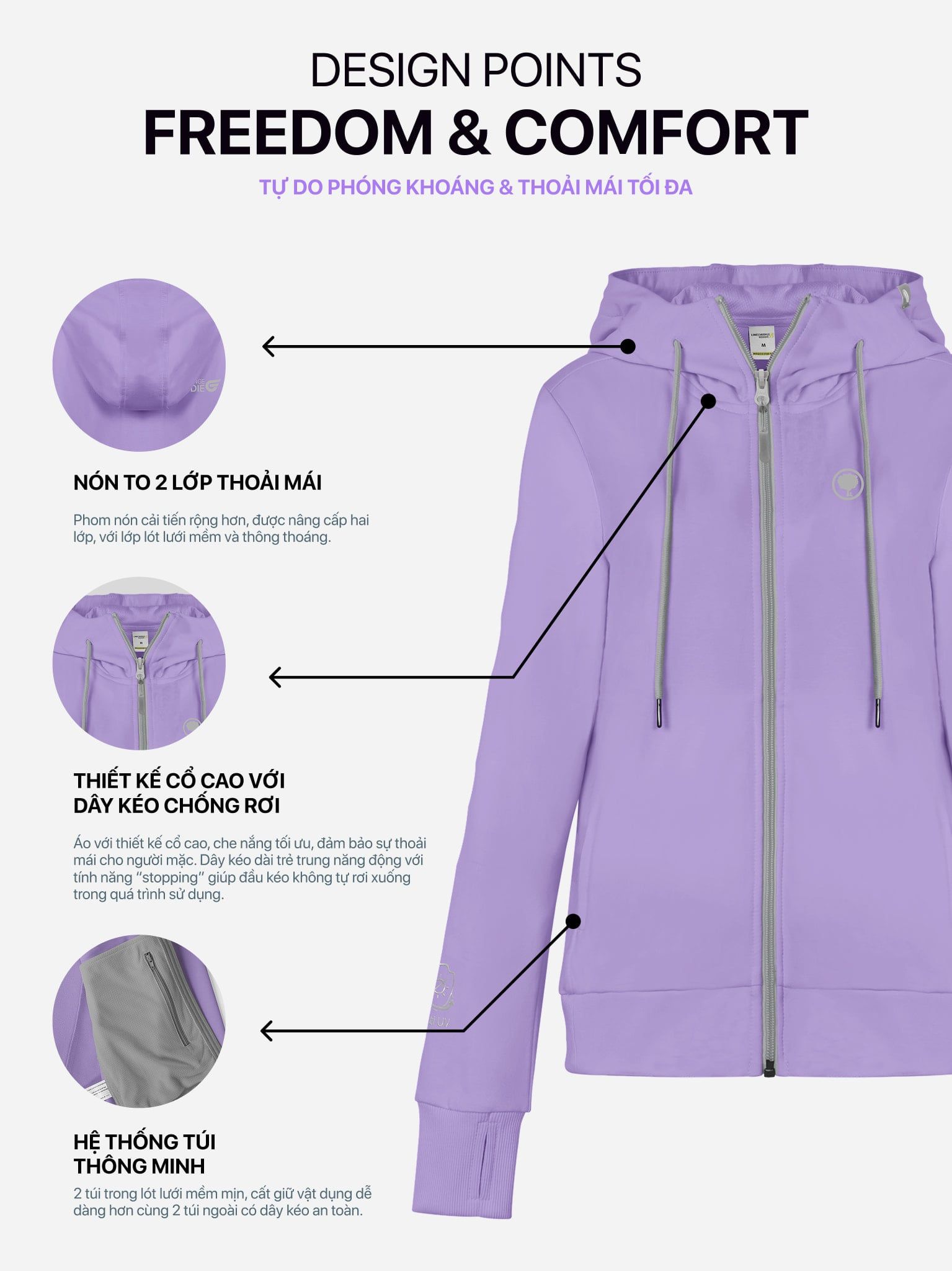ÁO KHOÁC COTTON NỮ CHỐNG NẮNG 99,95% HOODIE WINGS - LIMEORANGE
