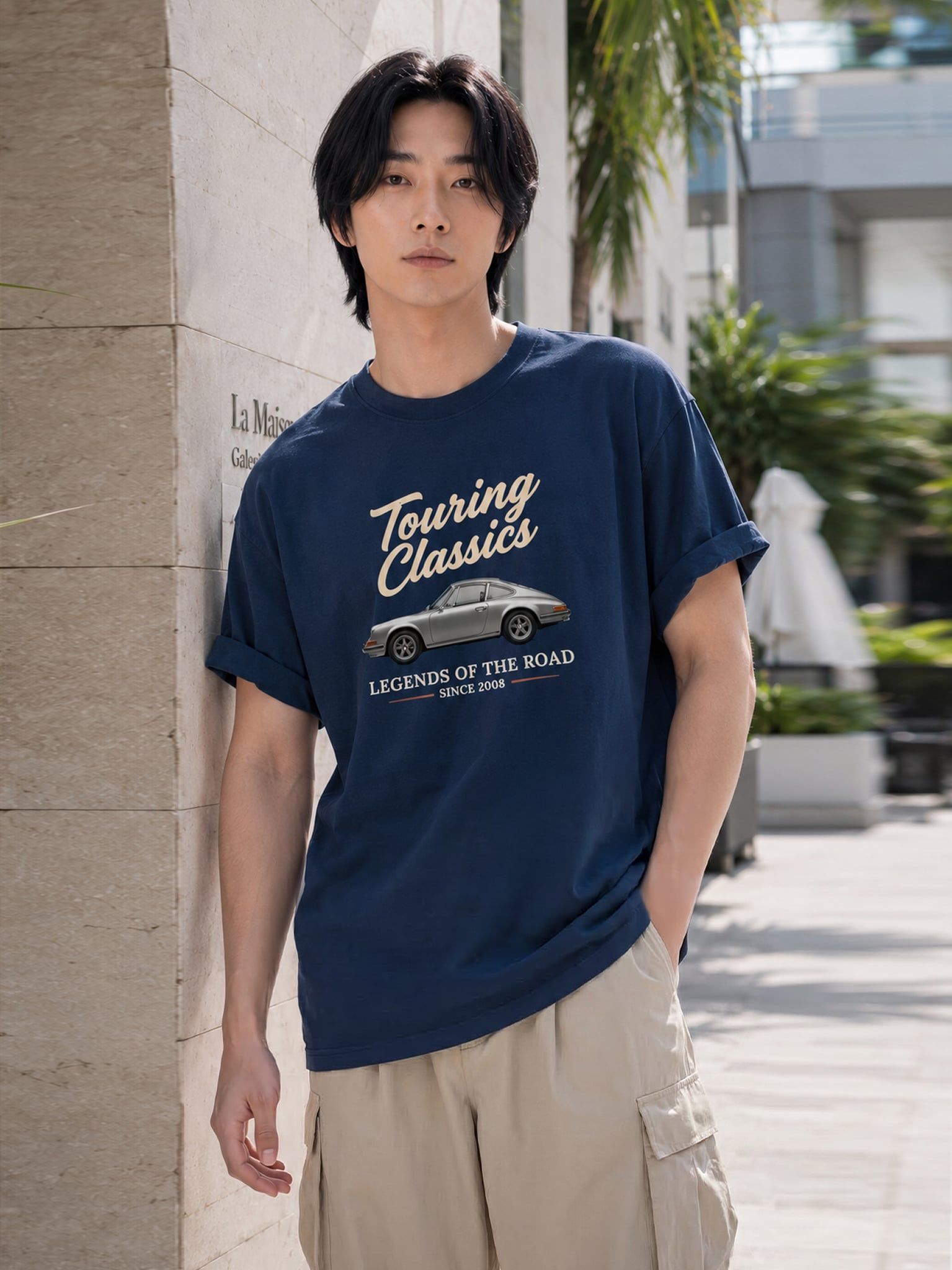 Áo Thun Nam Oversize Graphic Touring Classics  LIMEORANGE - Xanh Navy
