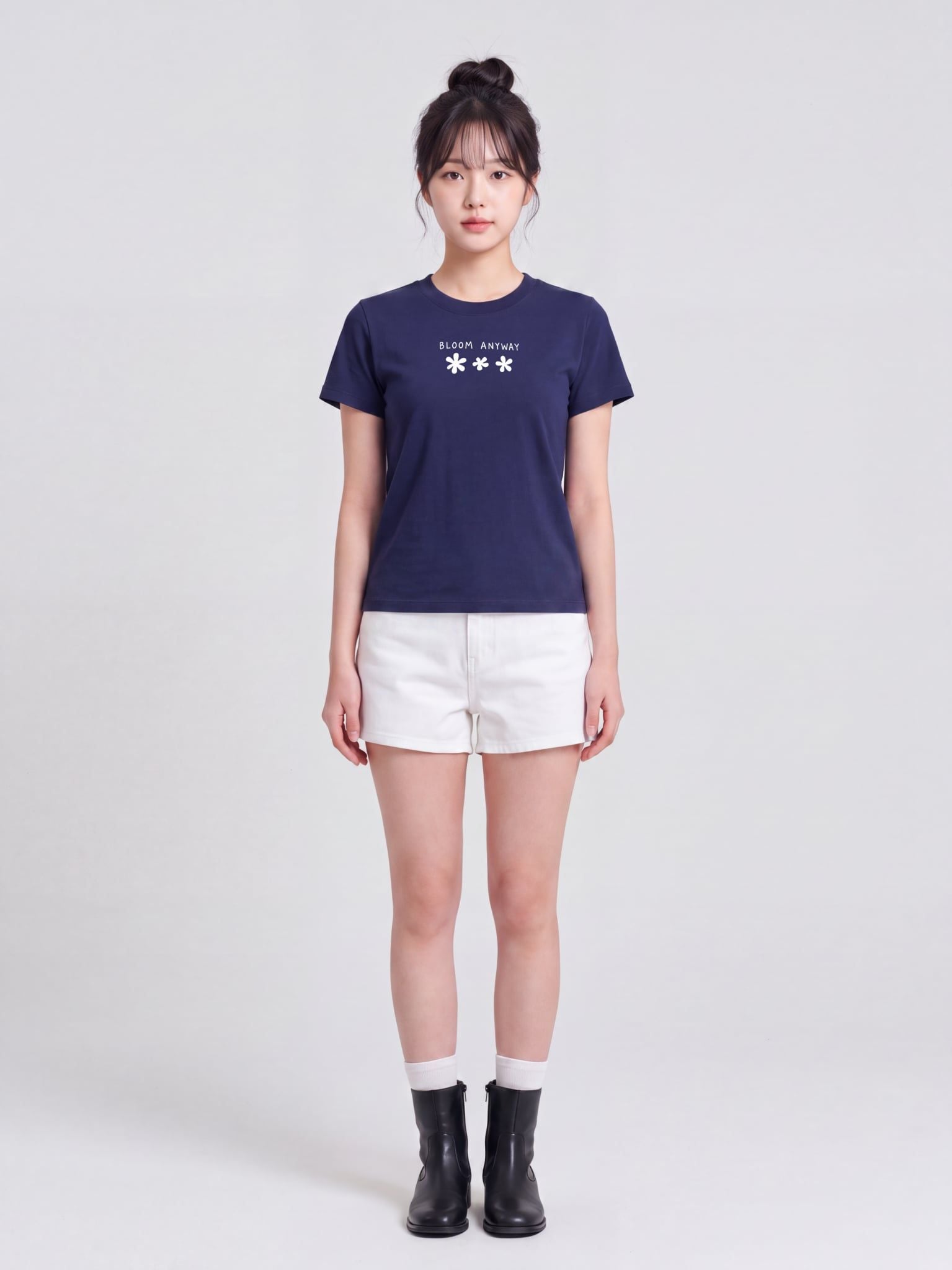Áo thun Nữ Baby Fit Graphic BST Lovely Notes LIMEORANGE - Navy