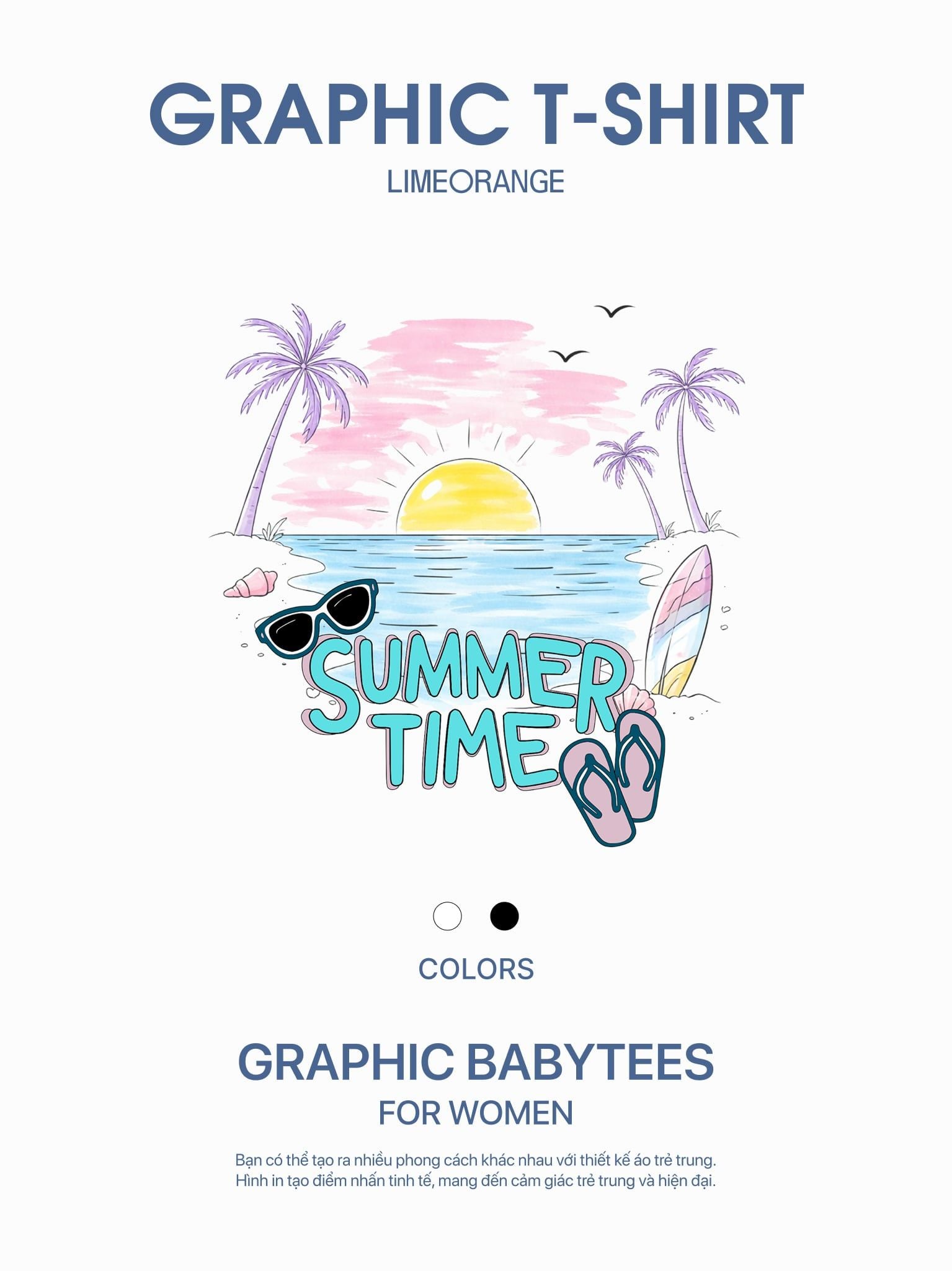 Áo Thun Baby Fit Graphic Summer Time LIMEORANGE