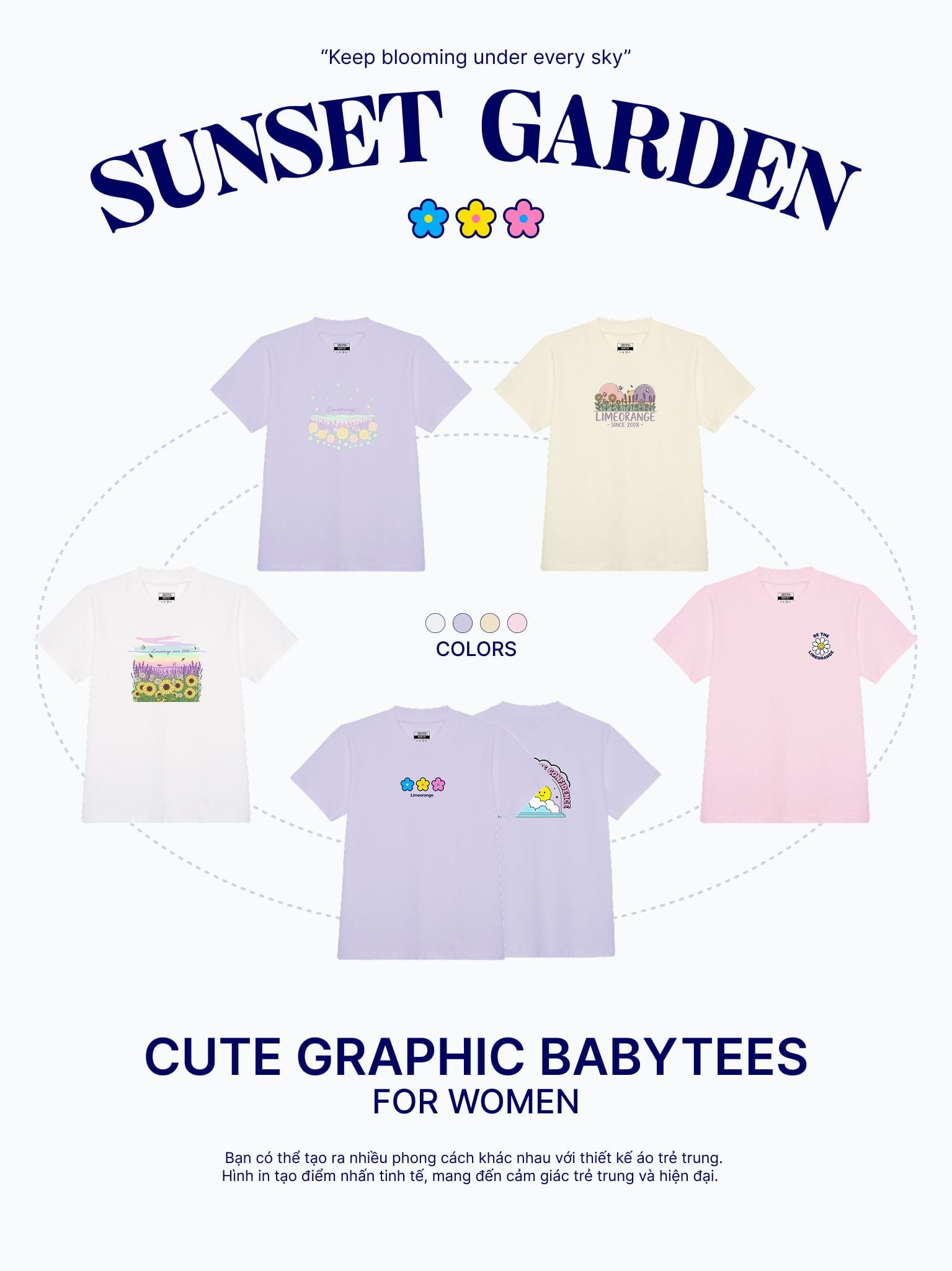 Áo thun hình in phom babytee - Sunset Garden Collection